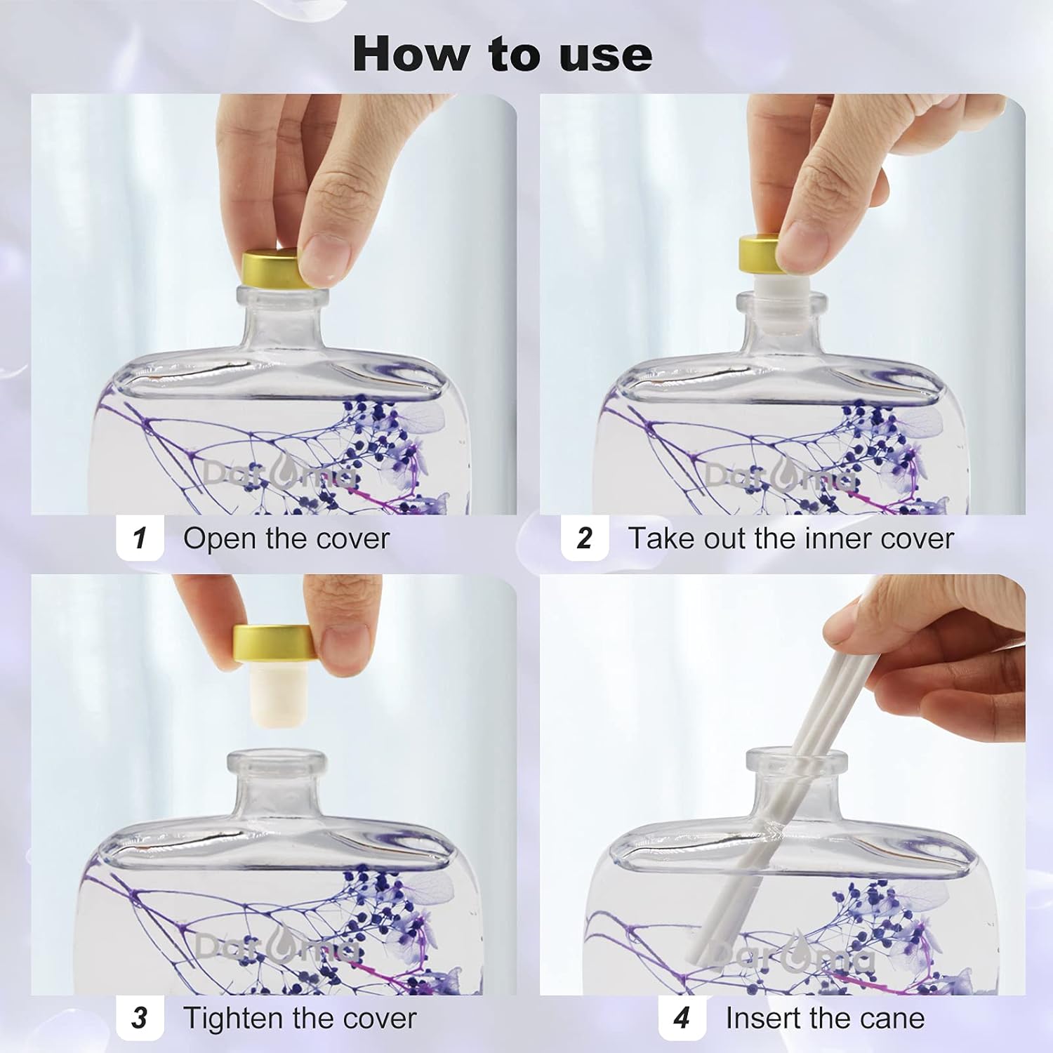 DAROMA Reed Diffuser Set with Sticks and Dried Flowers