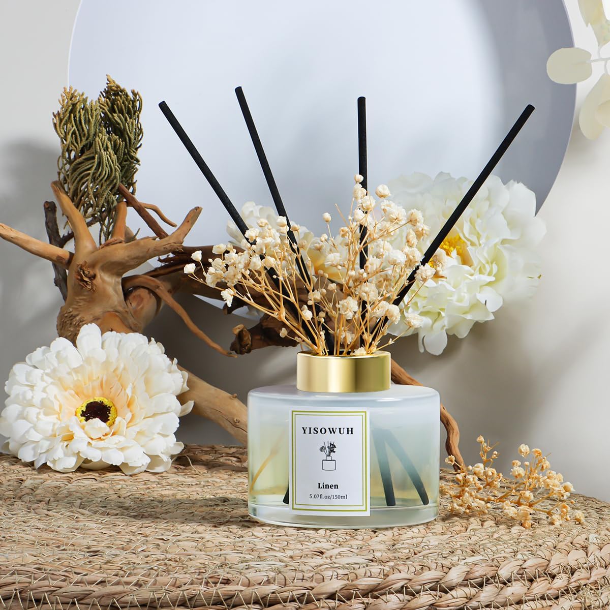 Linen Scent Reed Diffuser Set with 8 Sticks