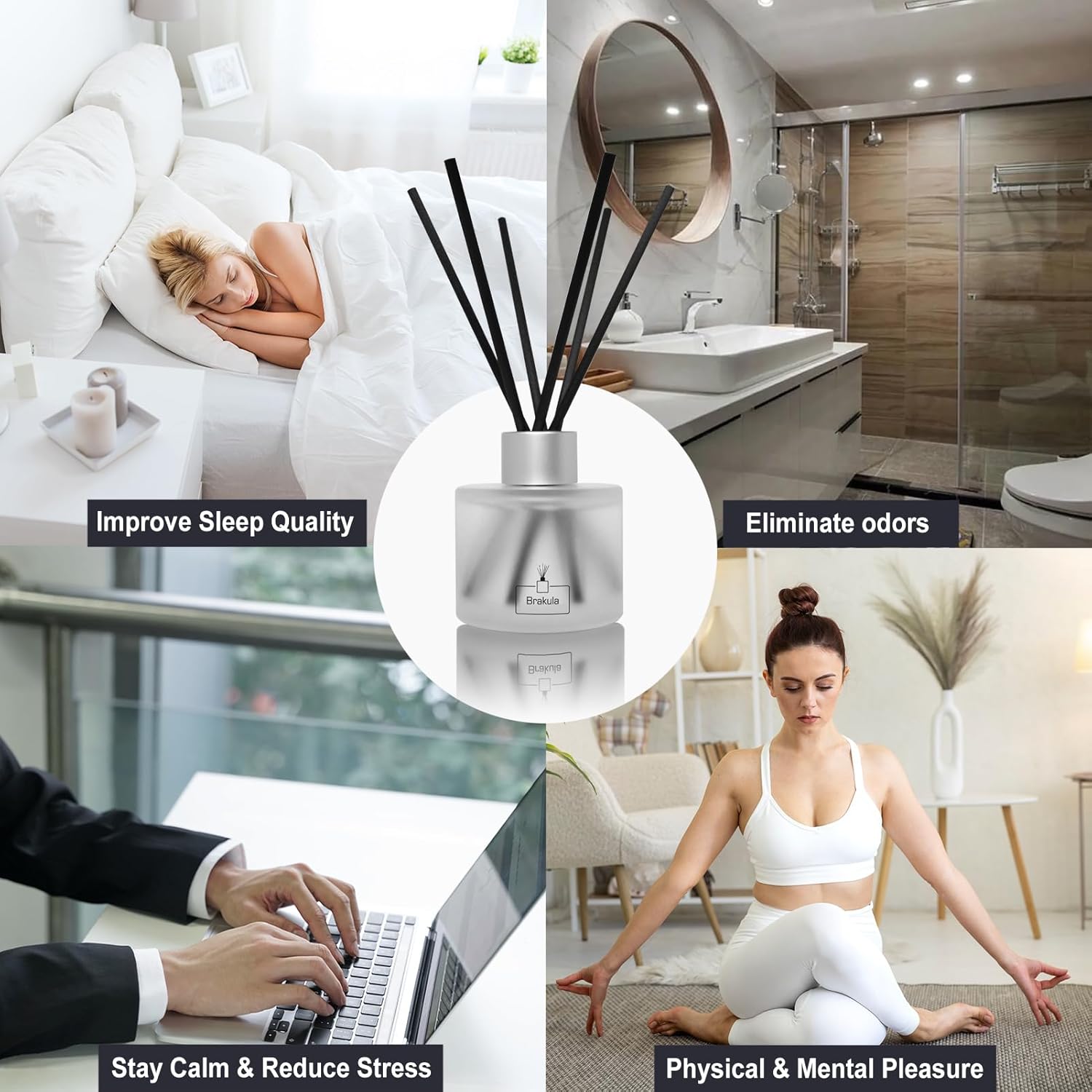 Brakula Reed Diffuser Set - Eucalyptus Mint Scented