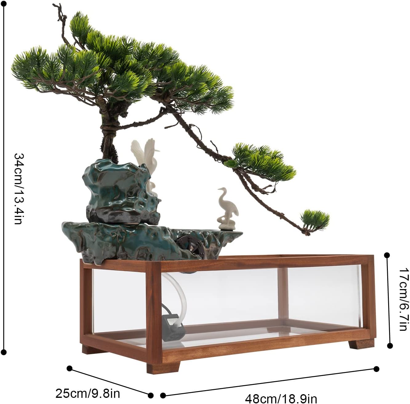 SanBouSi Tabletop Fountain with Fish Tank and LED Light