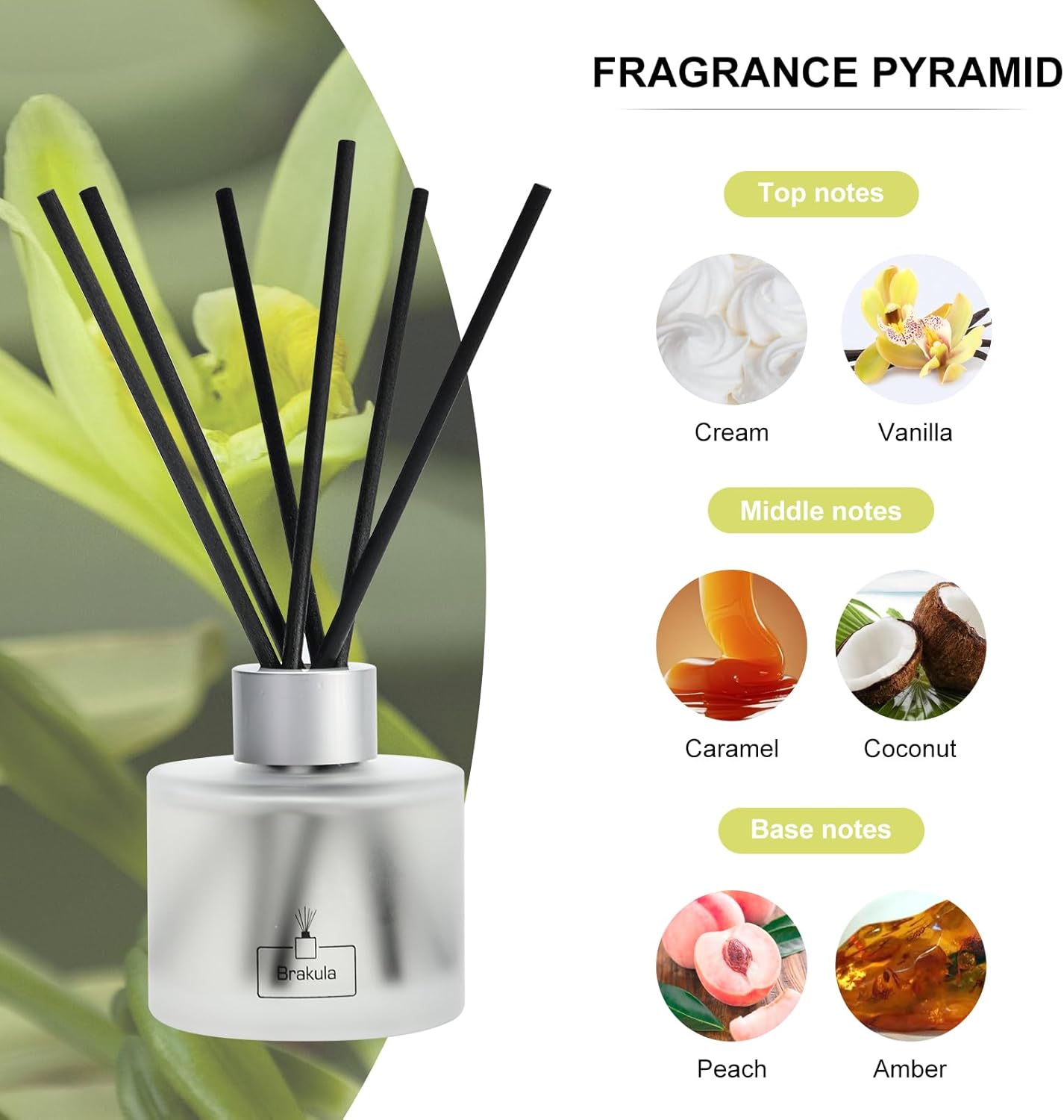 Brakula Reed Diffuser Set - Black Vanilla Scent 34OZ x2