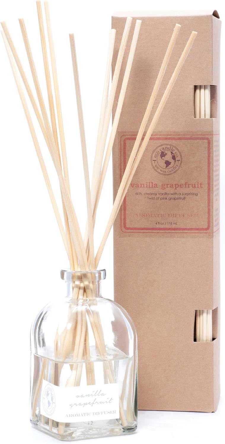 Eco Candle Co Reed Diffuser Set Vanilla Grapefruit 4 oz