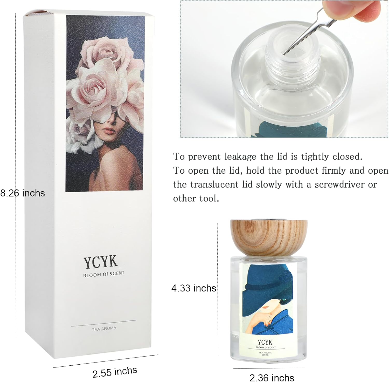 Ycyk Reed Diffuser Set with Jasmine Gardenia Scent Oil