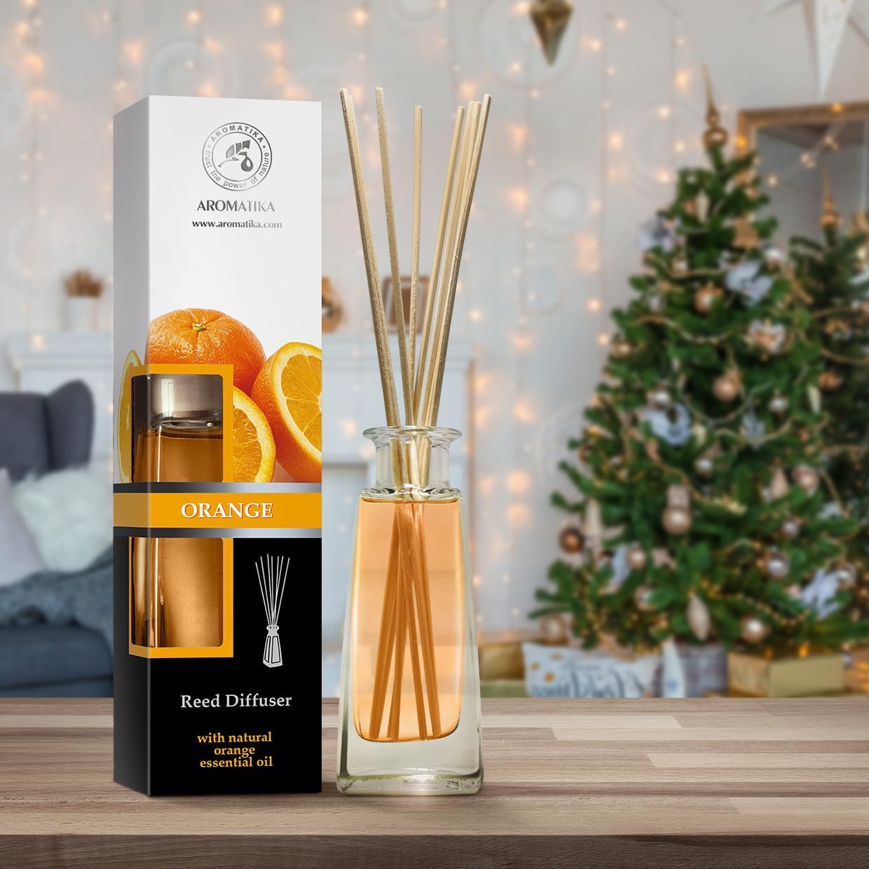 Orange Diffuser with Essential Oil 34 Fl Oz Set
