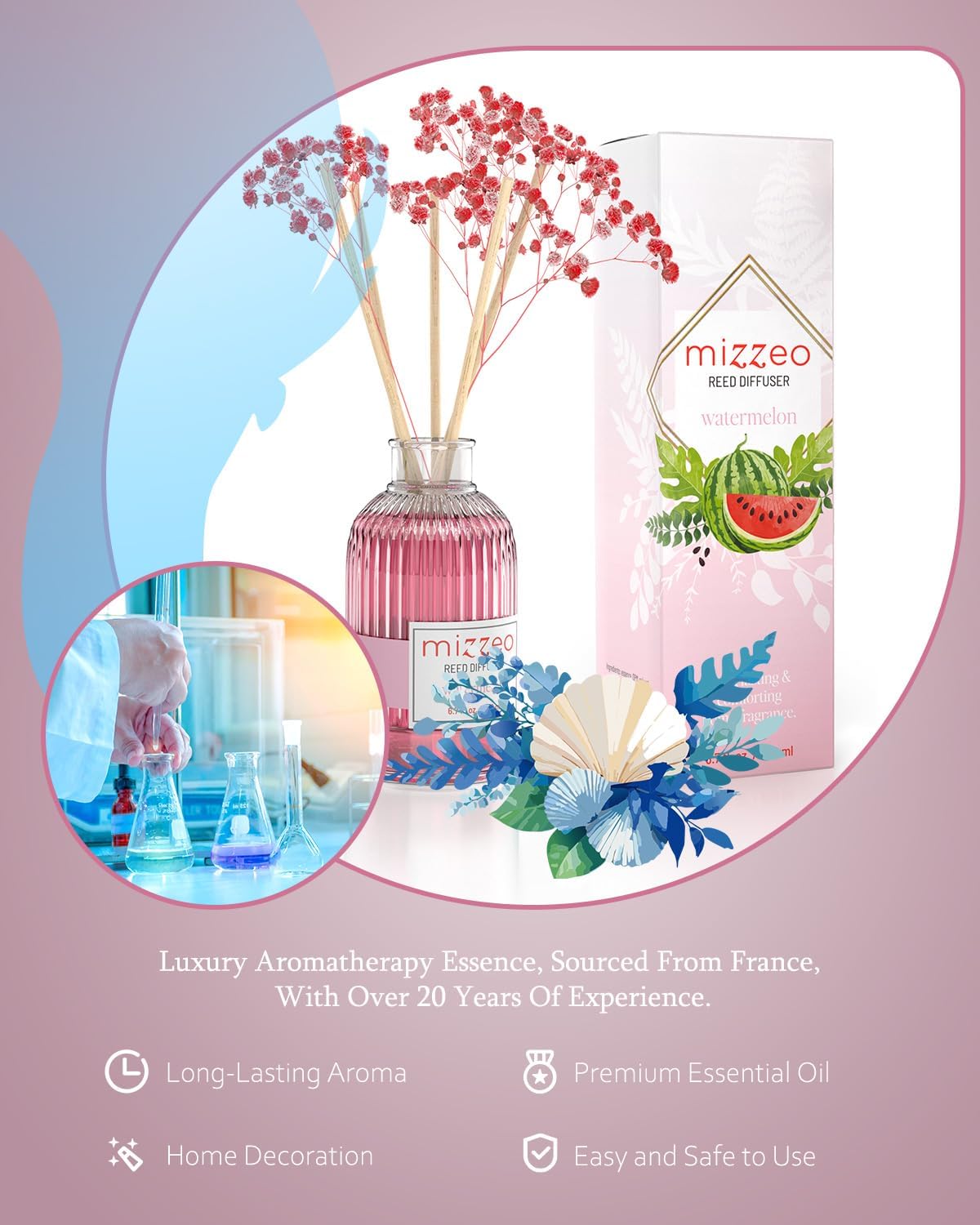 MIZZEO Watermelon Reed Diffuser Set 676 Fl Oz