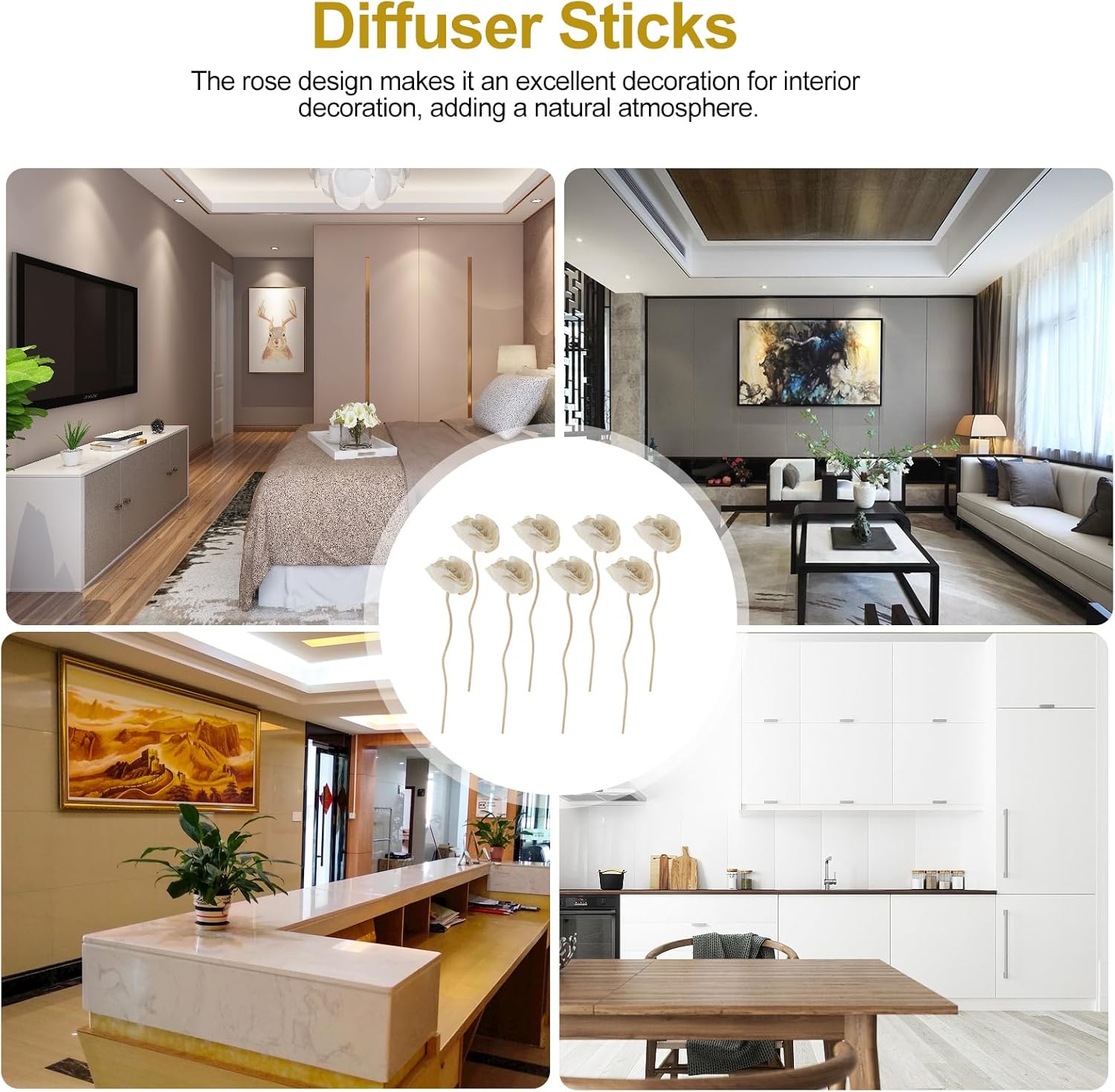 8pcs Natural Rattan Sticks for Diffuser Oils Home Decor