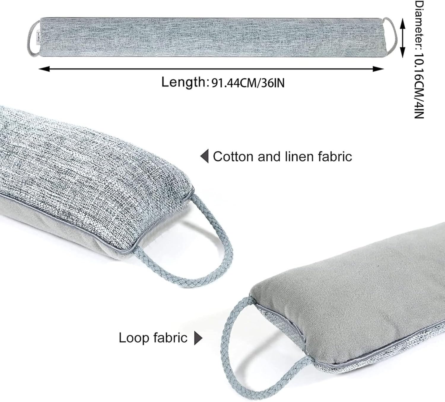 36 Inch Under Door Draft Stopper with Hanging Loops