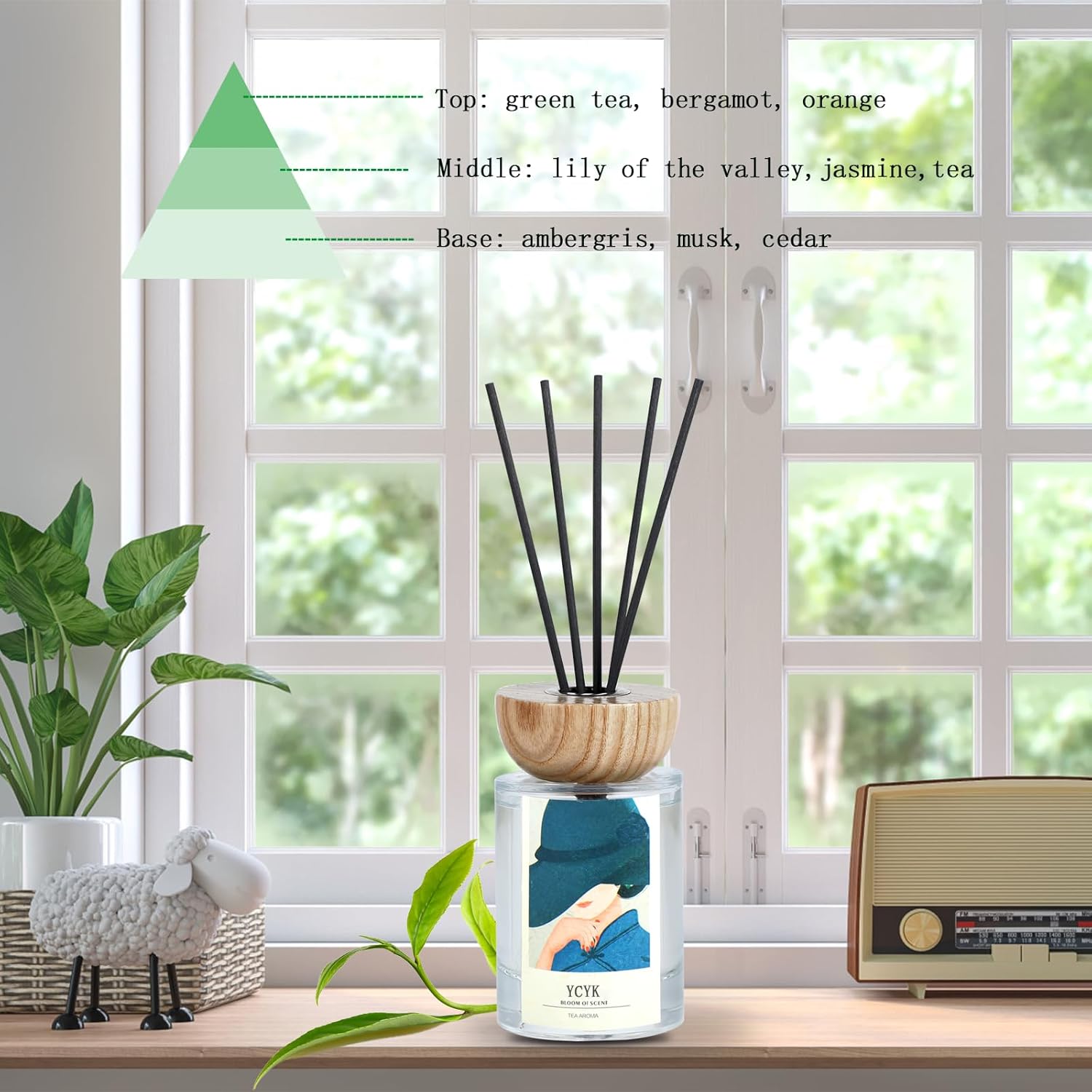 Ycyk Reed Diffuser Set with Jasmine Gardenia Scent Oil