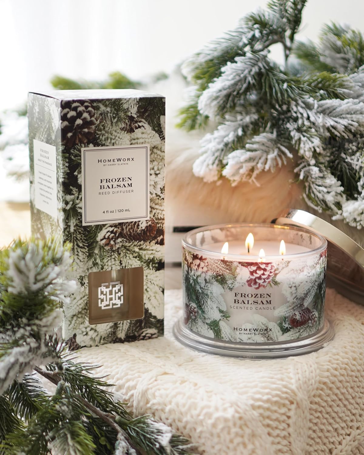 HomeWorx Frozen Balsam Reed Diffuser Set