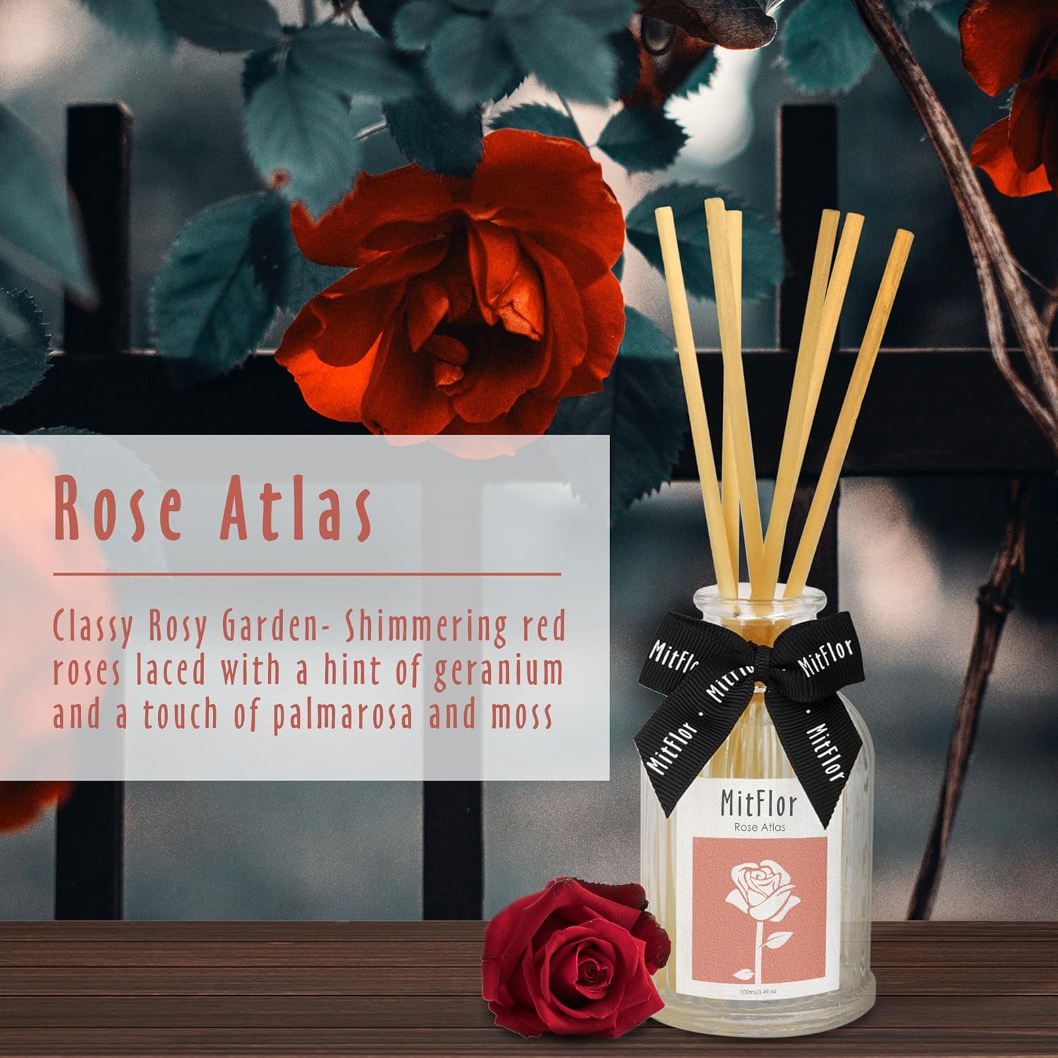 MitFlor Rose Atlas Reed Diffuser Set
