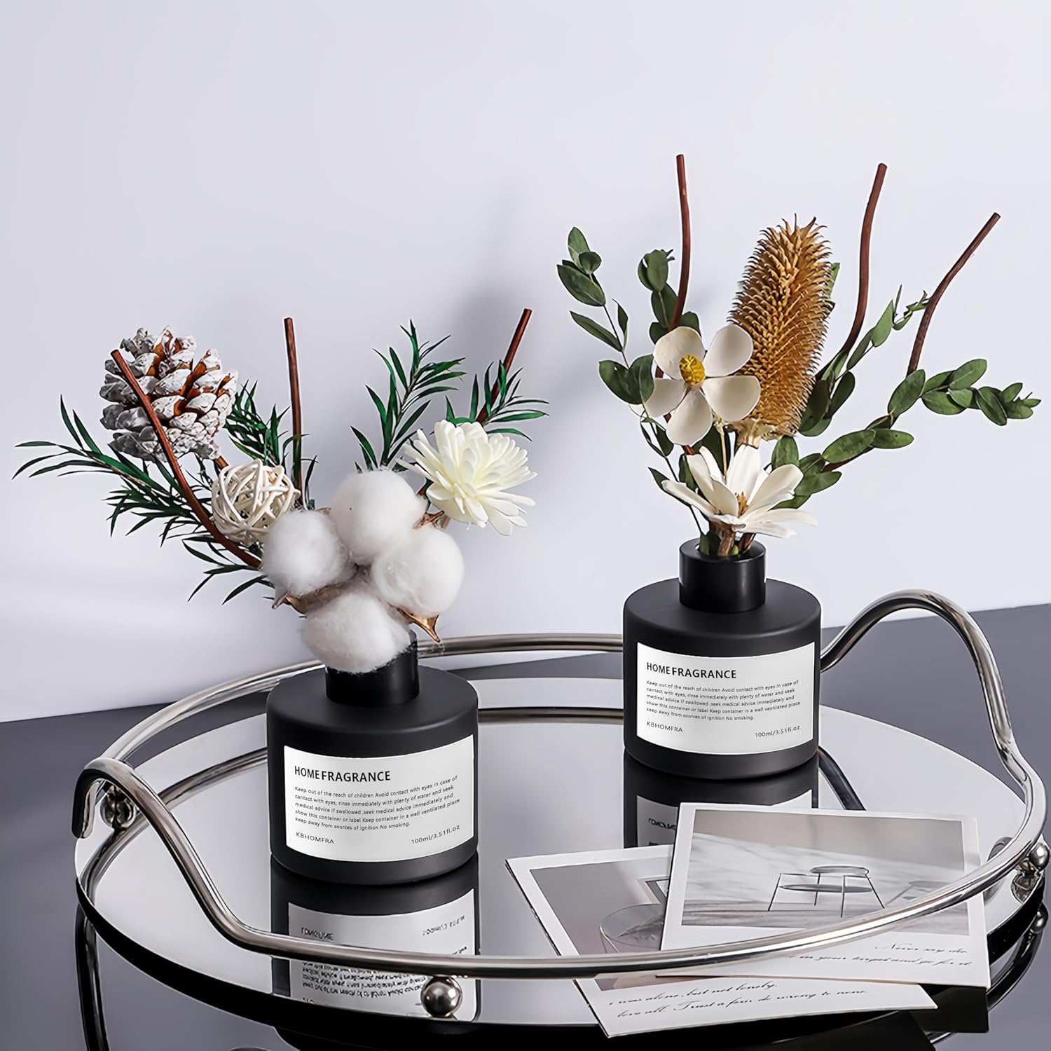KBHOMFRA Pure White Gardenia Reed Diffuser Set