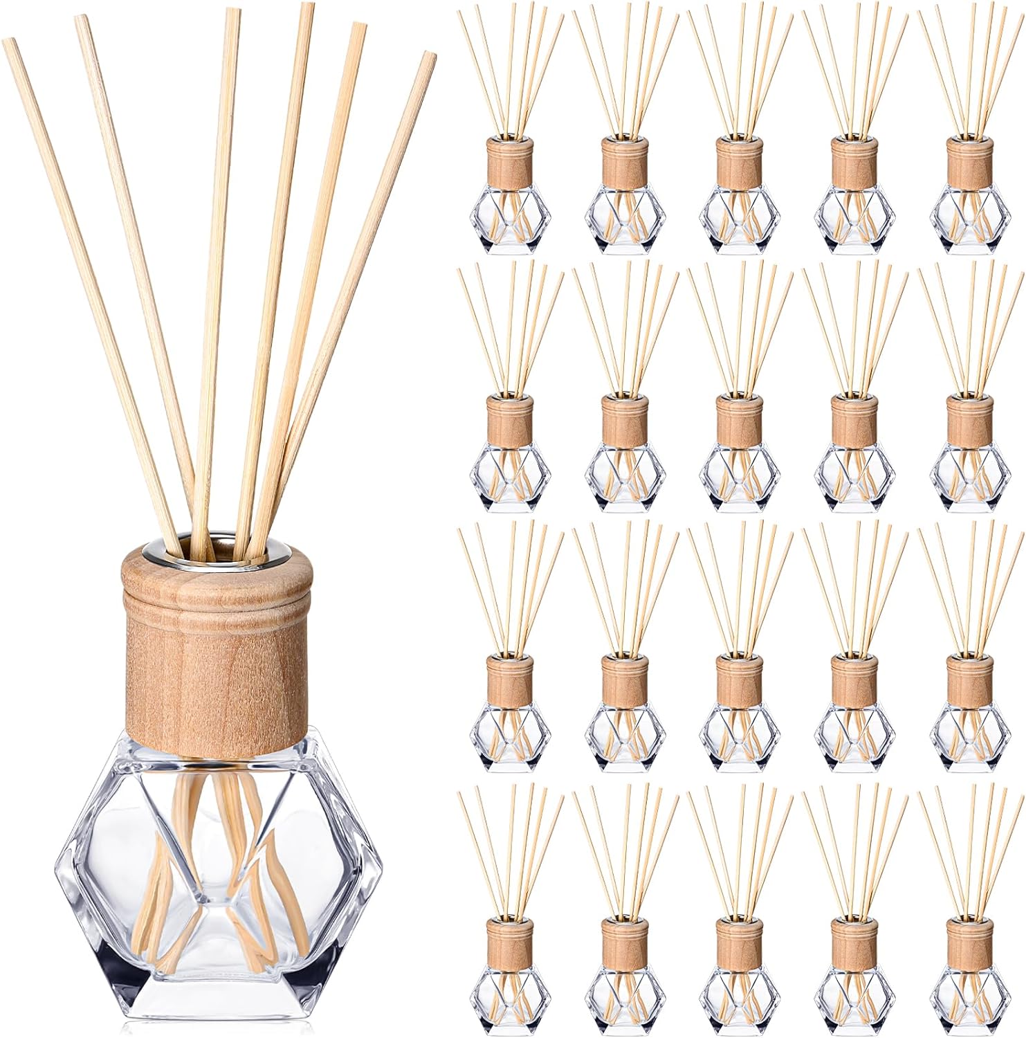 Roshtia 20 Pack Refillable Diffuser Bottles with Wooden Caps
