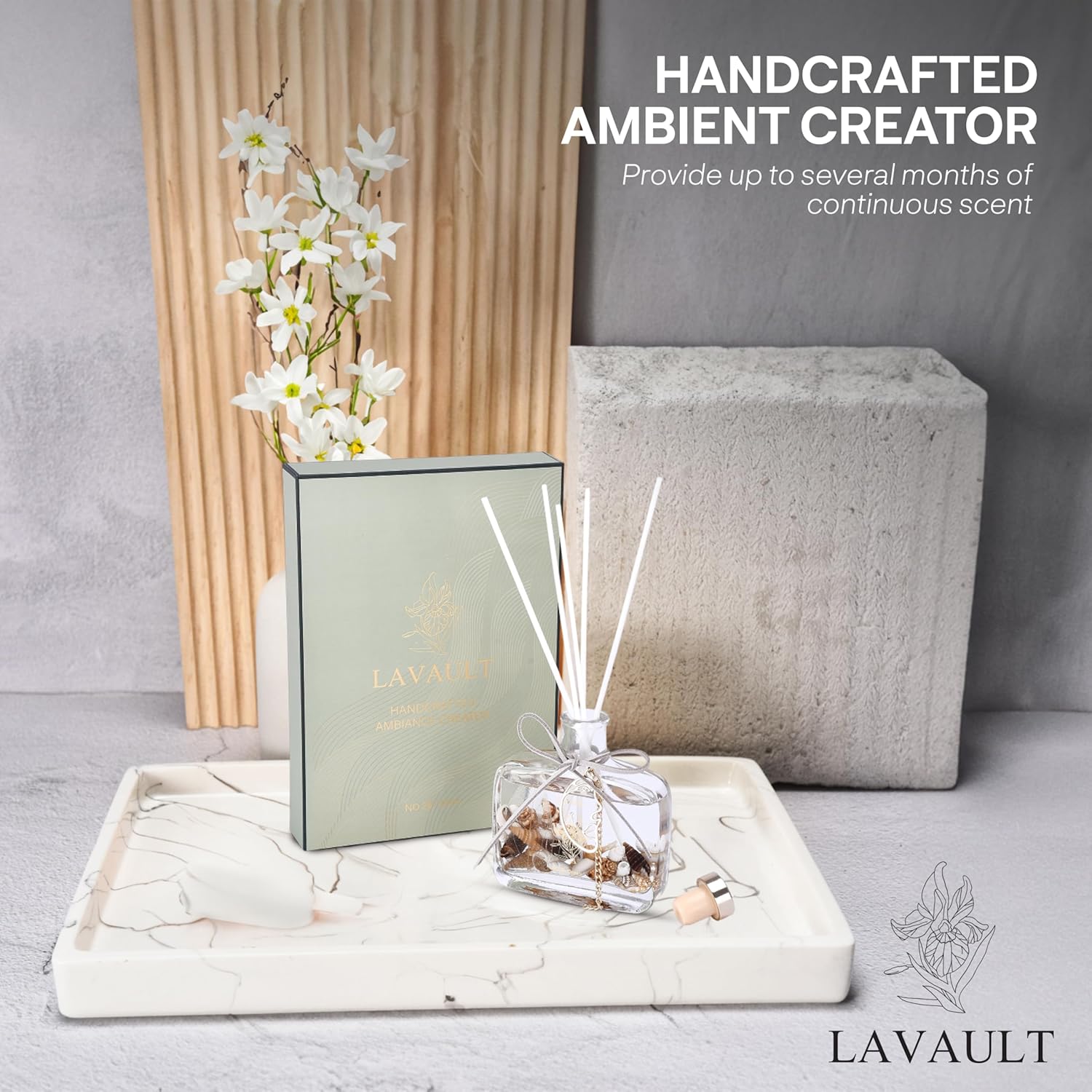 Lavault Reed Diffuser with Shells Coffee Scent 100ml 1 Unit