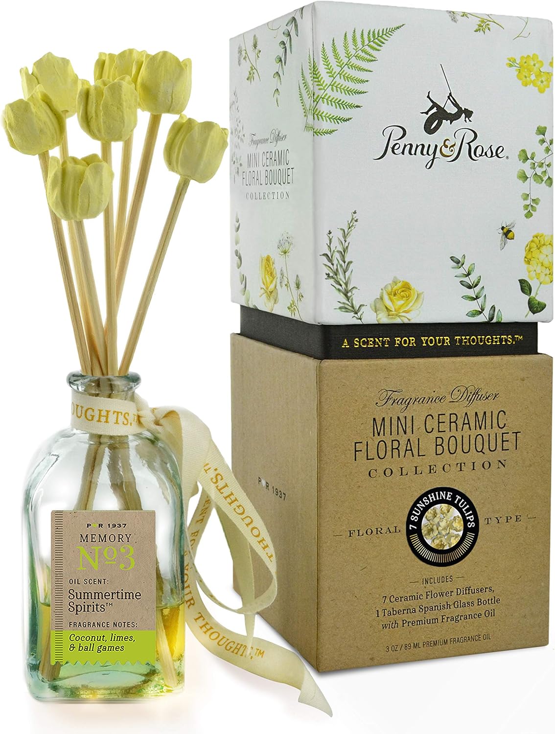 Penny Rose Ceramic Tulip Diffuser Set with 3 oz Oil