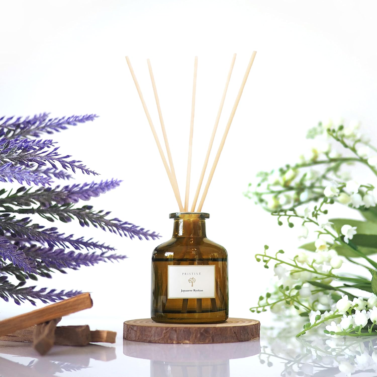 PRISTINE Reed Diffuser Set with Lavender and Amber Scent