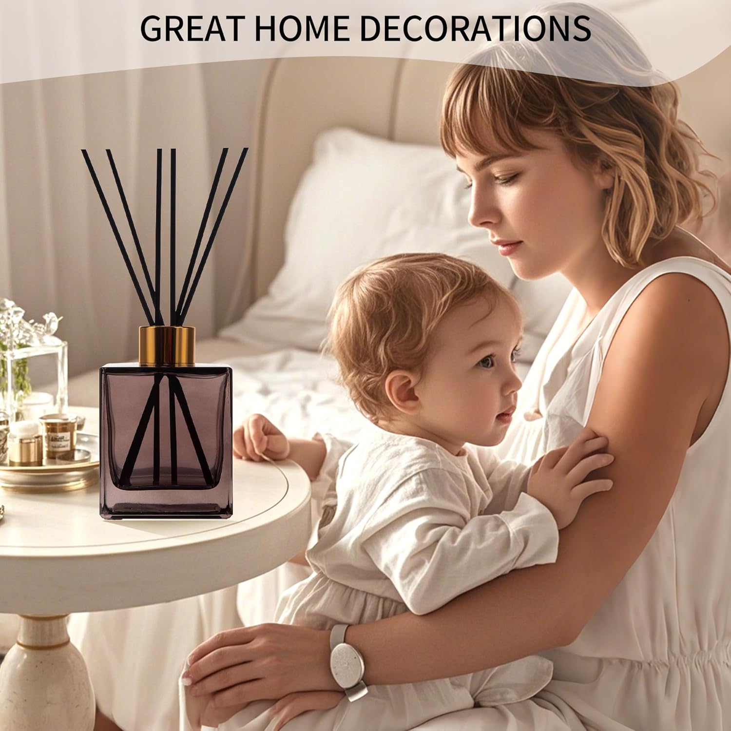 6 Pack Perfume Reed Diffuser Bottle Set with Black Sticks