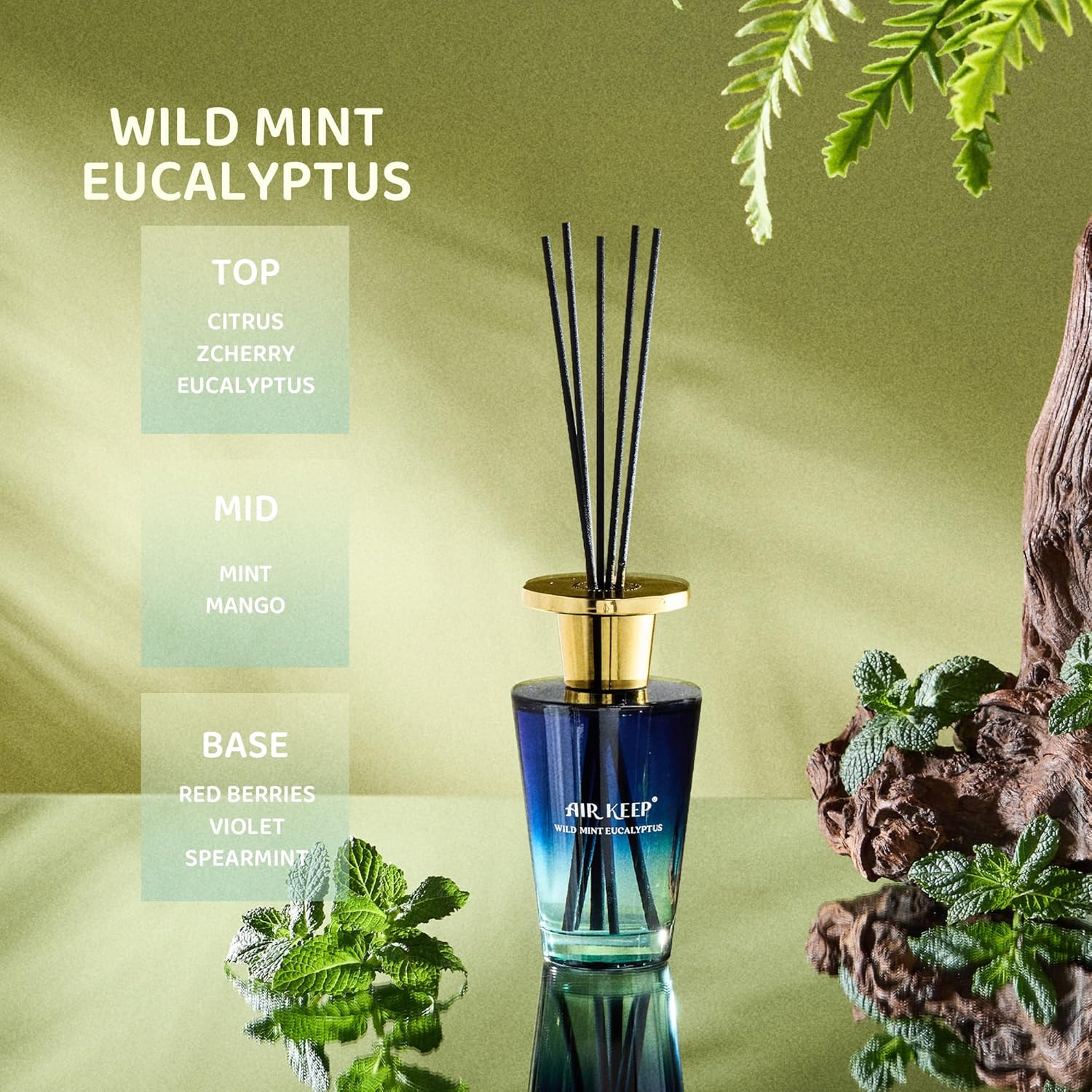 Airkeep Reed Diffuser Set Wild Mint Eucalyptus