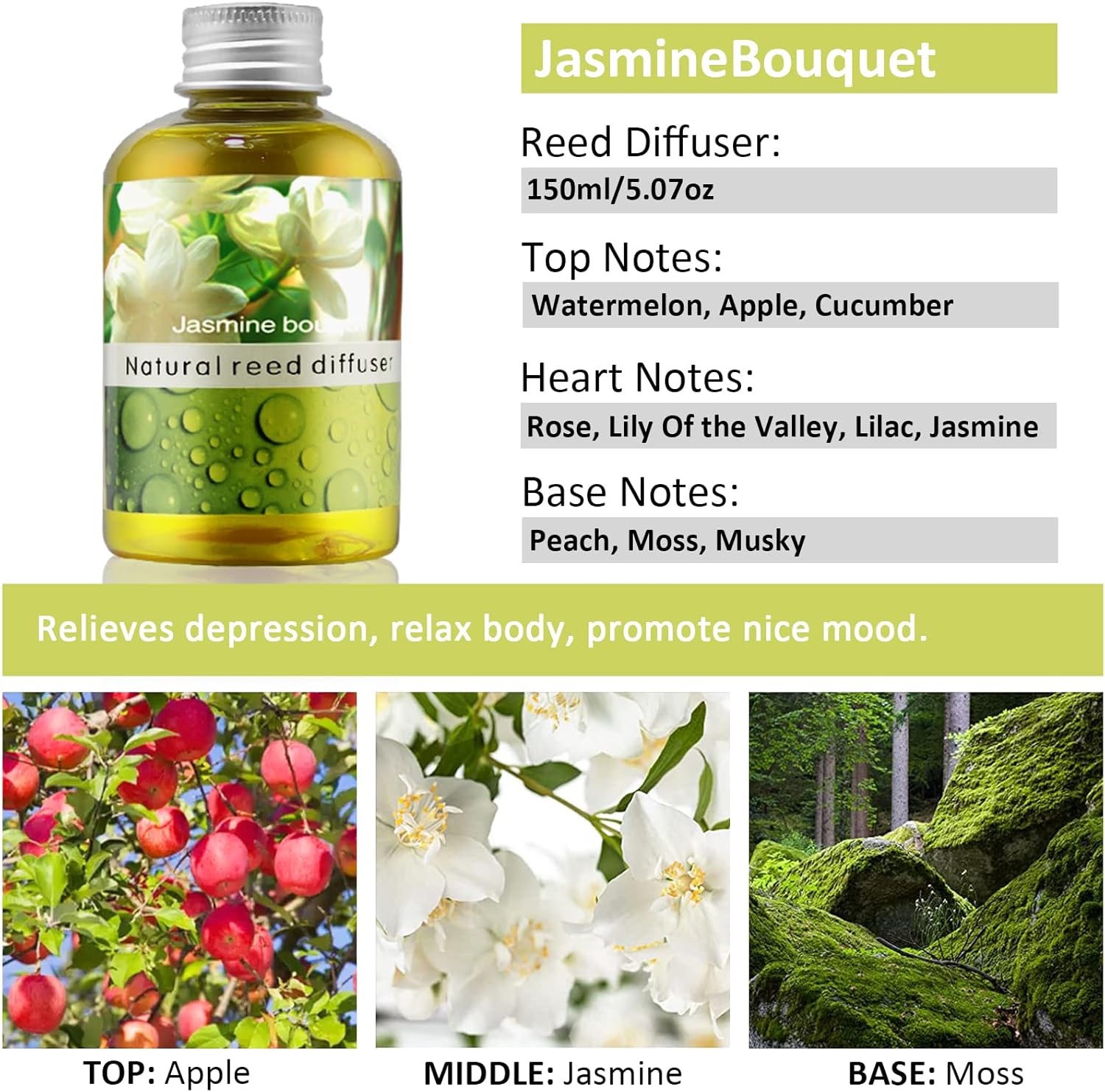 Elegant Jasmine Bouquet Reed Diffuser Set