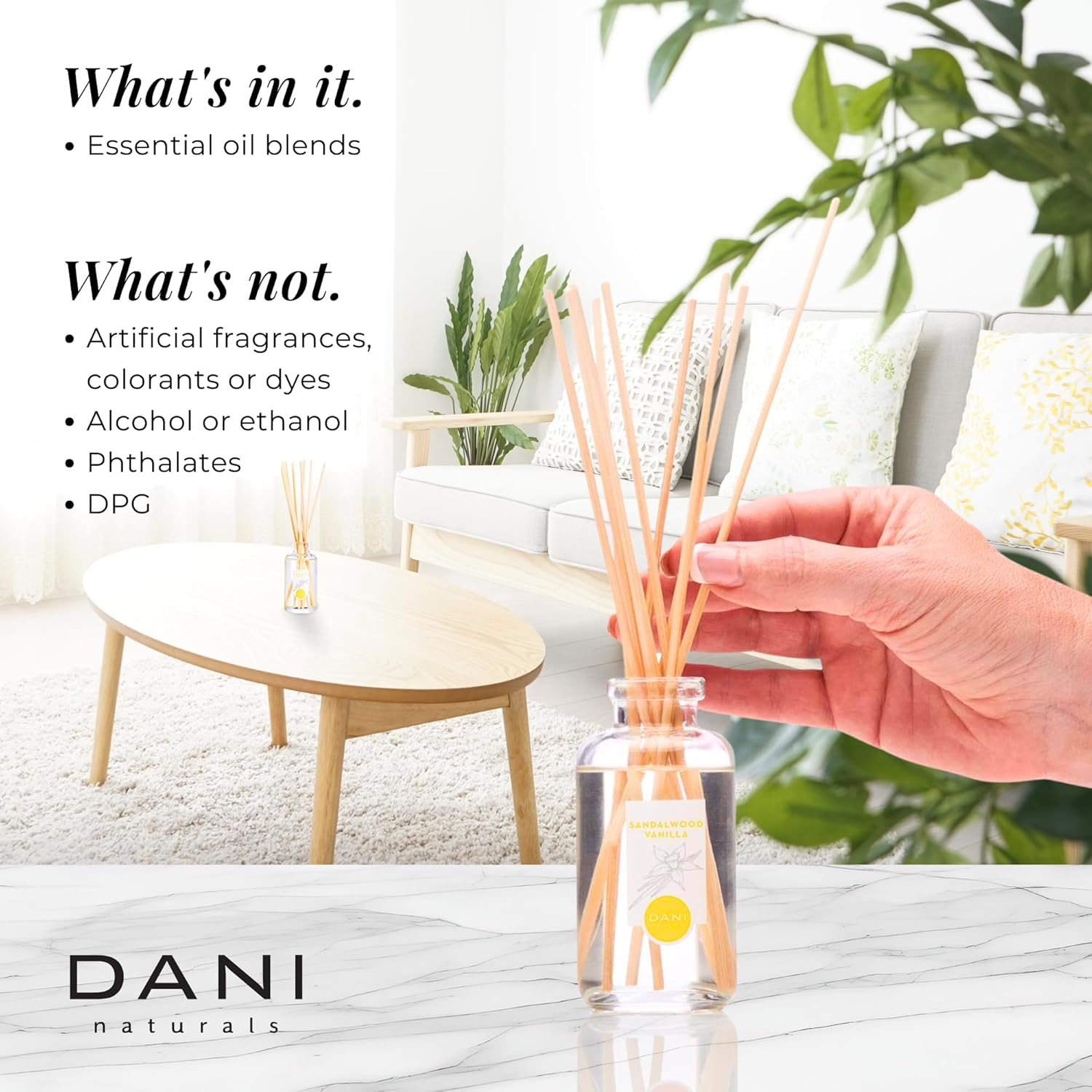 DANI Naturals Reed Diffuser Set Vanilla Sandalwood