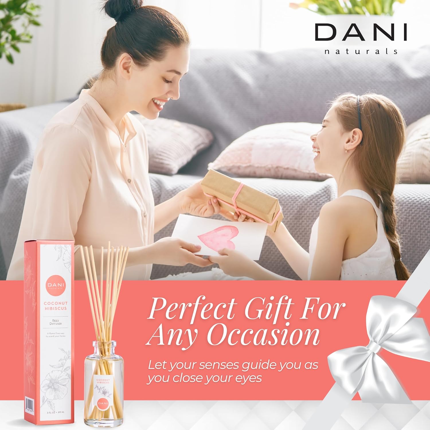 DANI Tropical Coconut Hibiscus Reed Diffuser Set - 10 Sticks 35 oz