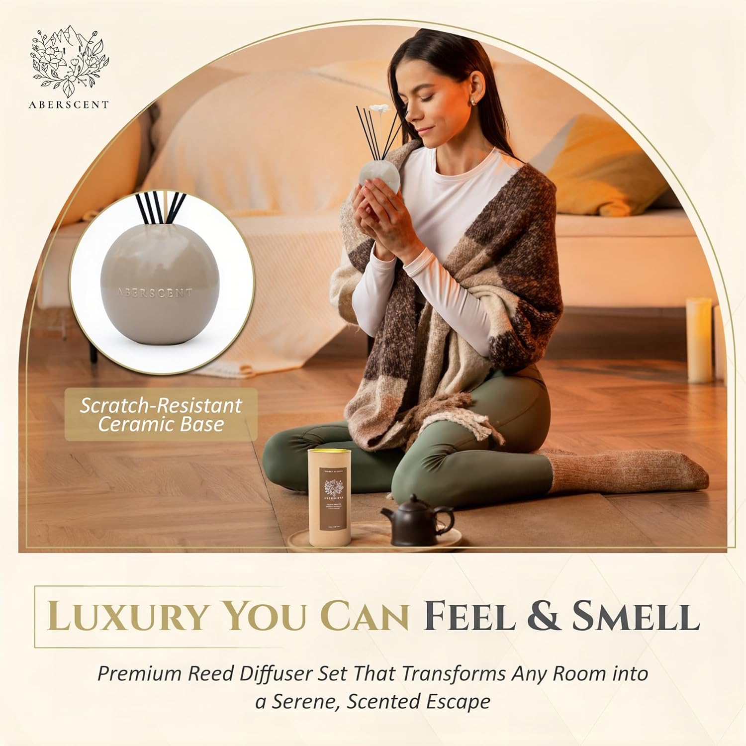 Premium Reed Diffuser Set - Luxury Ceramic Base Refillable Fragrance