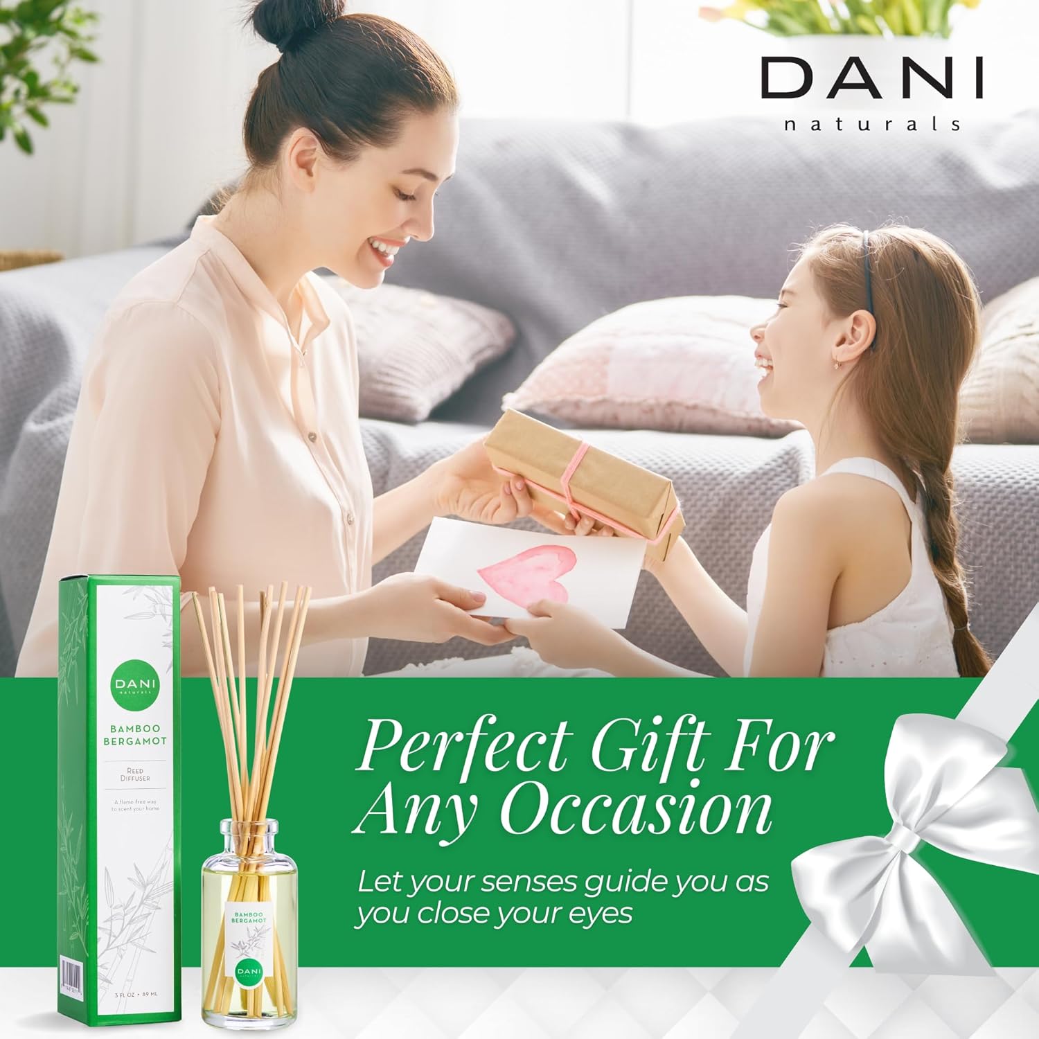 DANI Naturals Reed Diffuser Set Bamboo Bergamot 10 Sticks