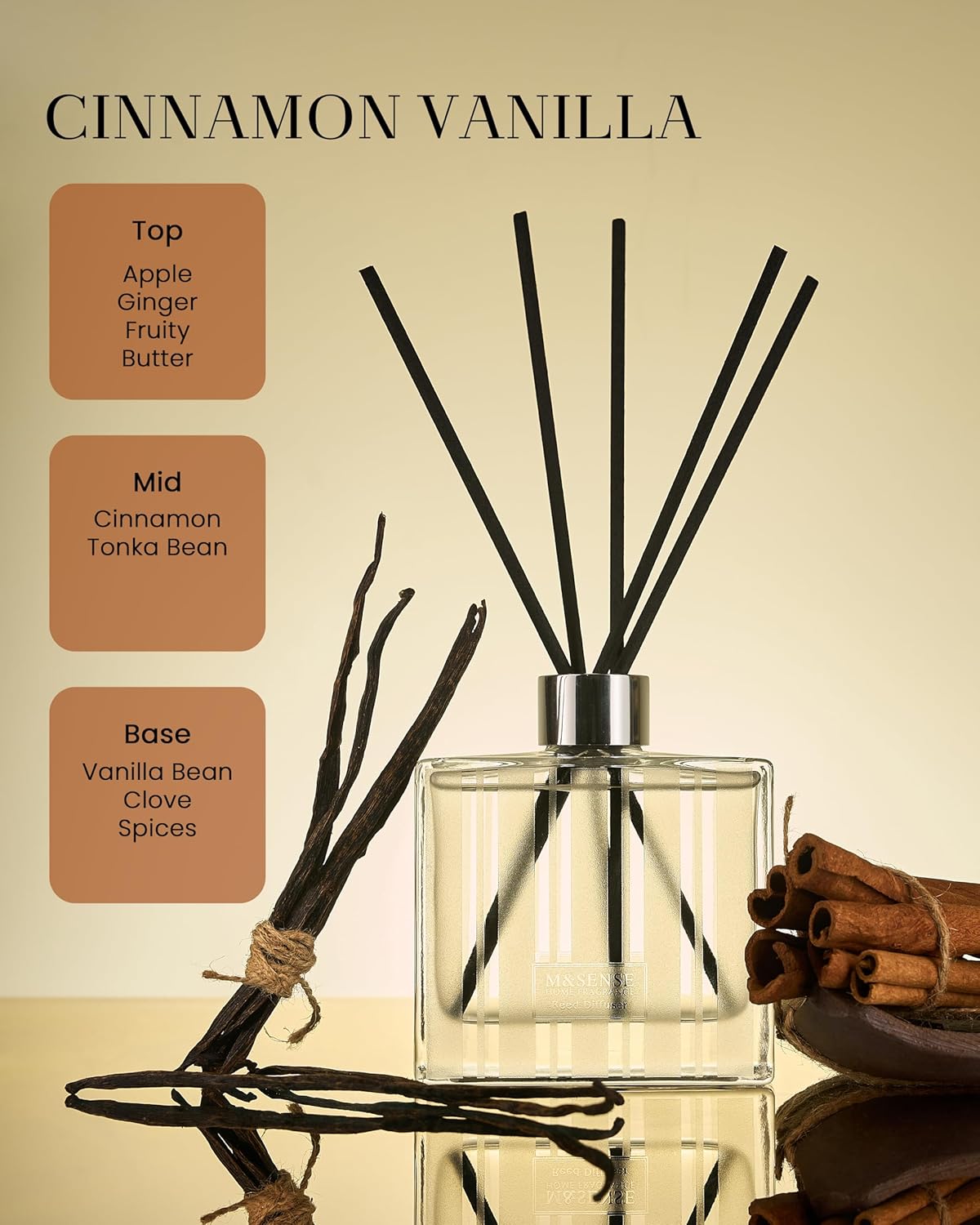 MSENSE Cinnamon Vanilla Reed Diffuser Set