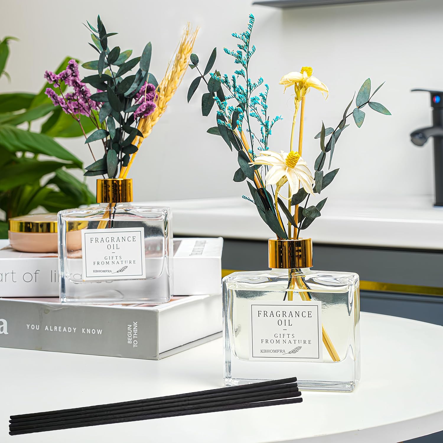 KBHOMFRA Reed Diffuser Set with Gardenia Jasmine Scent