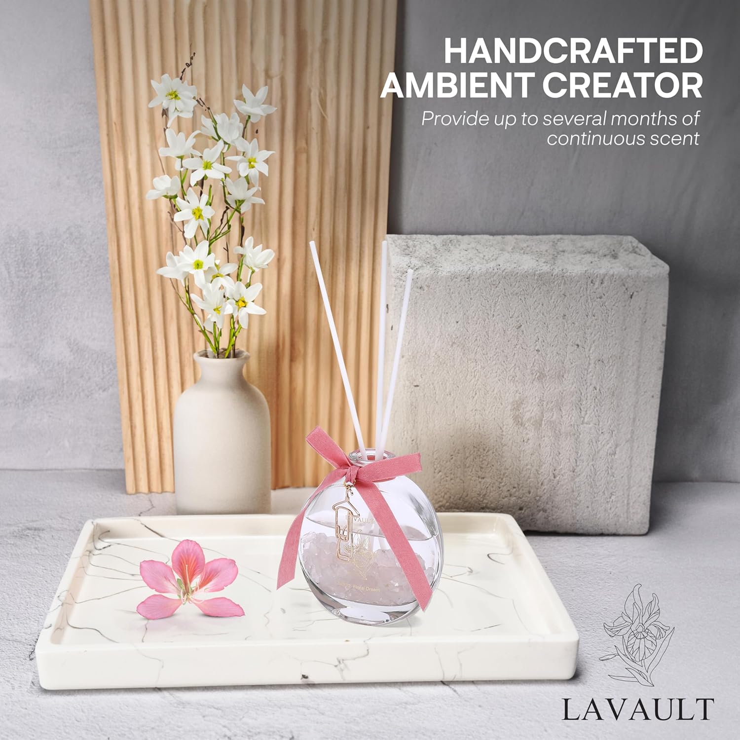 Lavault Reed Diffuser - Floral Aroma with Real Stones