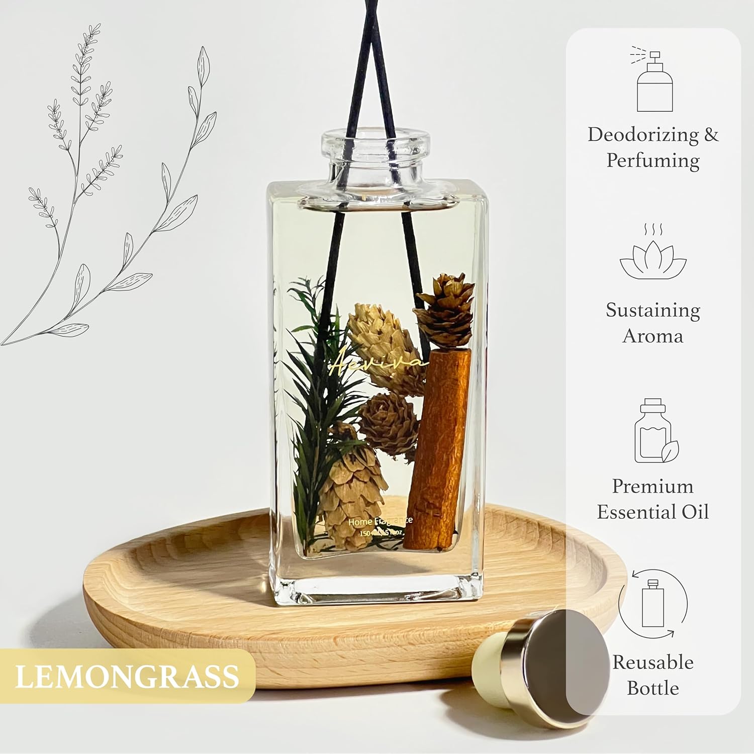 Aeviva Reed Diffuser Set with Lemongrass Scent