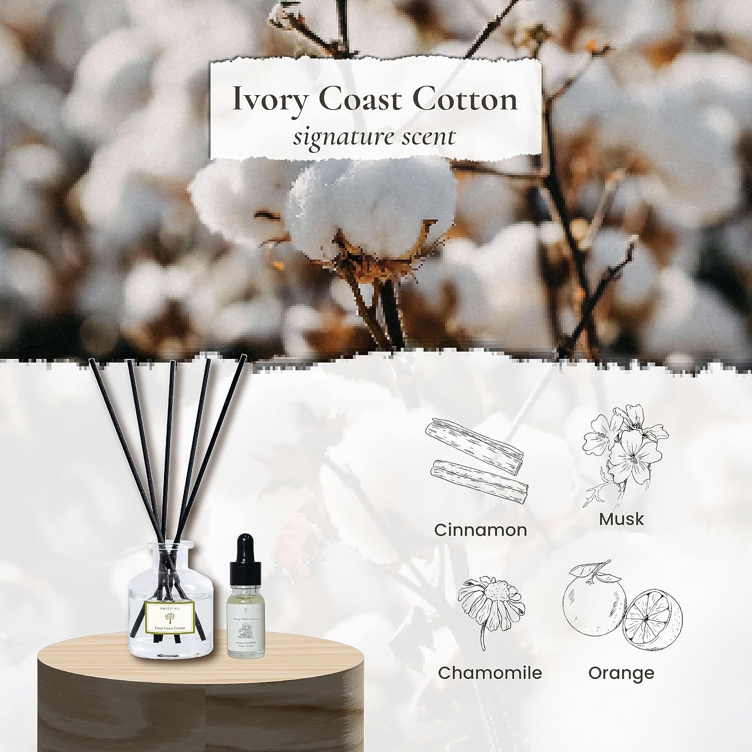 Pristine Ivory Coast Cotton Inspired by Hyatt Hotel Scent Reed Diffuser Set