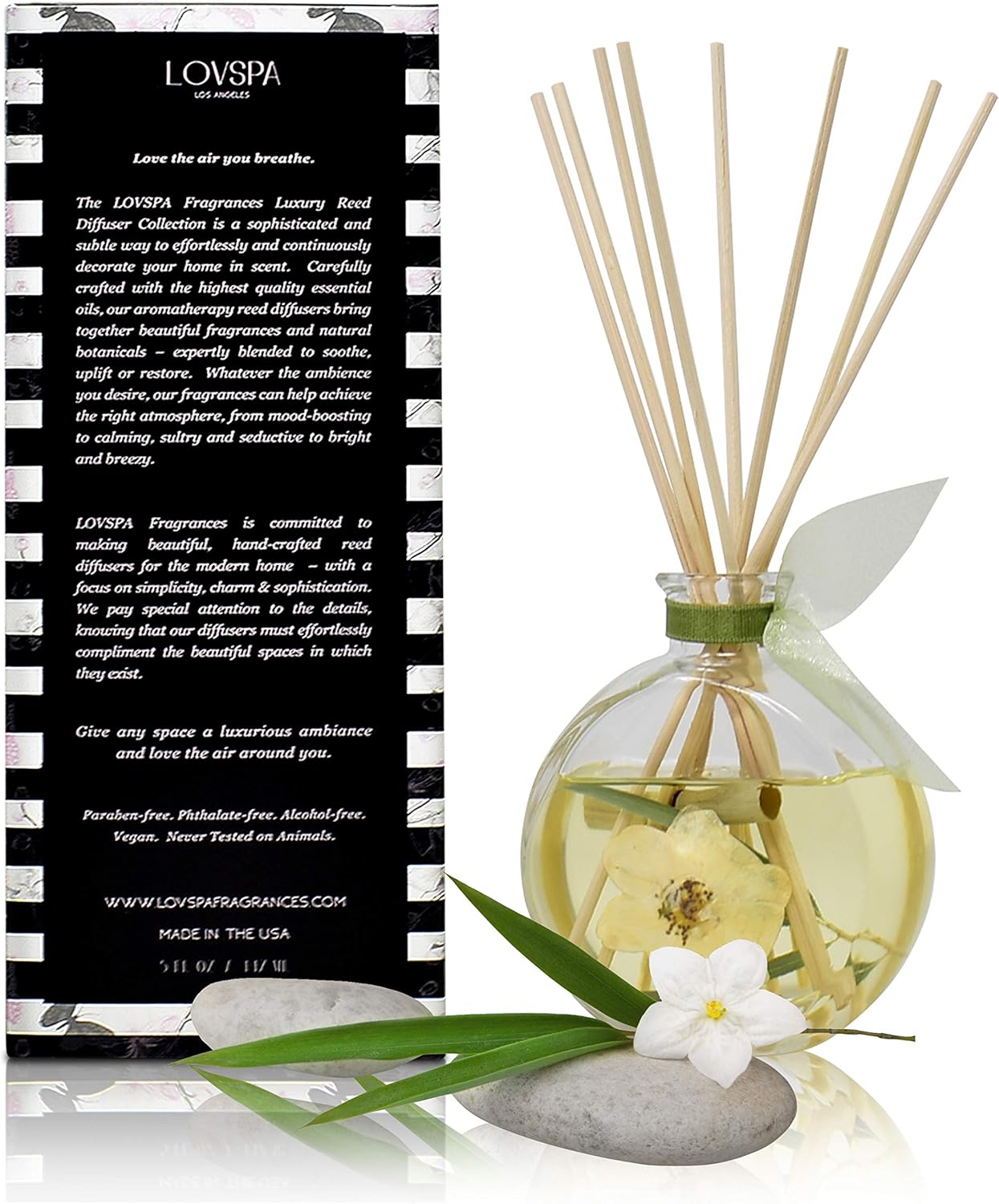 LOVSPA Bamboo Jasmine Reed Diffuser Set