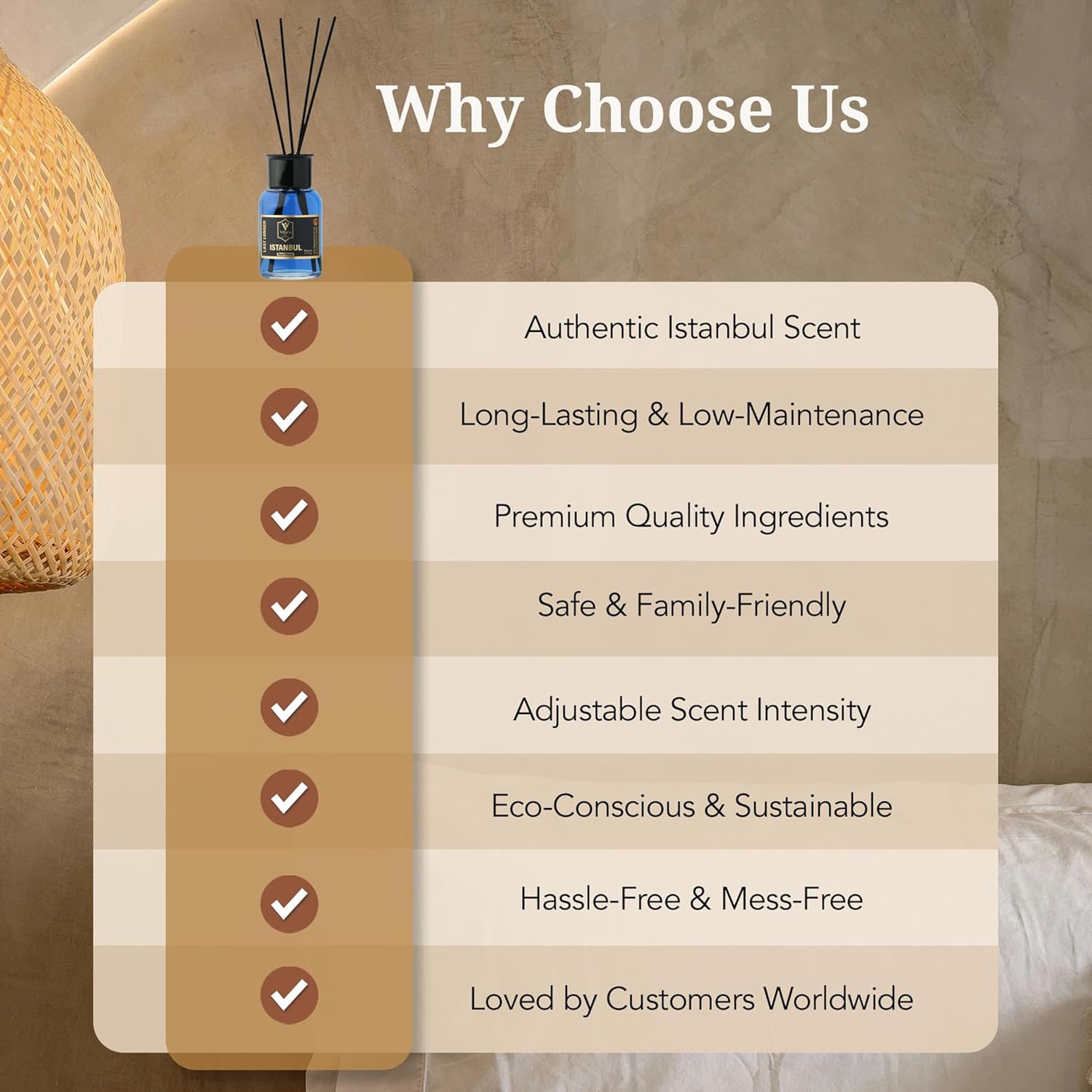Luxury Reed Diffuser Set with Sticks - Woody Aromatics for Home