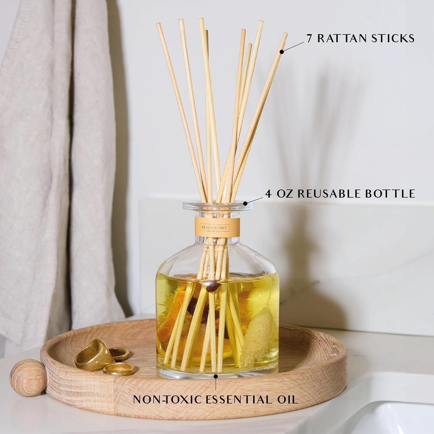 Benevolent LA Reed Diffuser Set with Orange Cedarwood Clove Scent