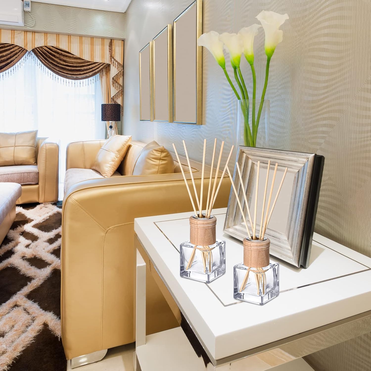 Roshtia 30 Piece Reed Diffuser Set with Wooden Caps and Rattan Sticks