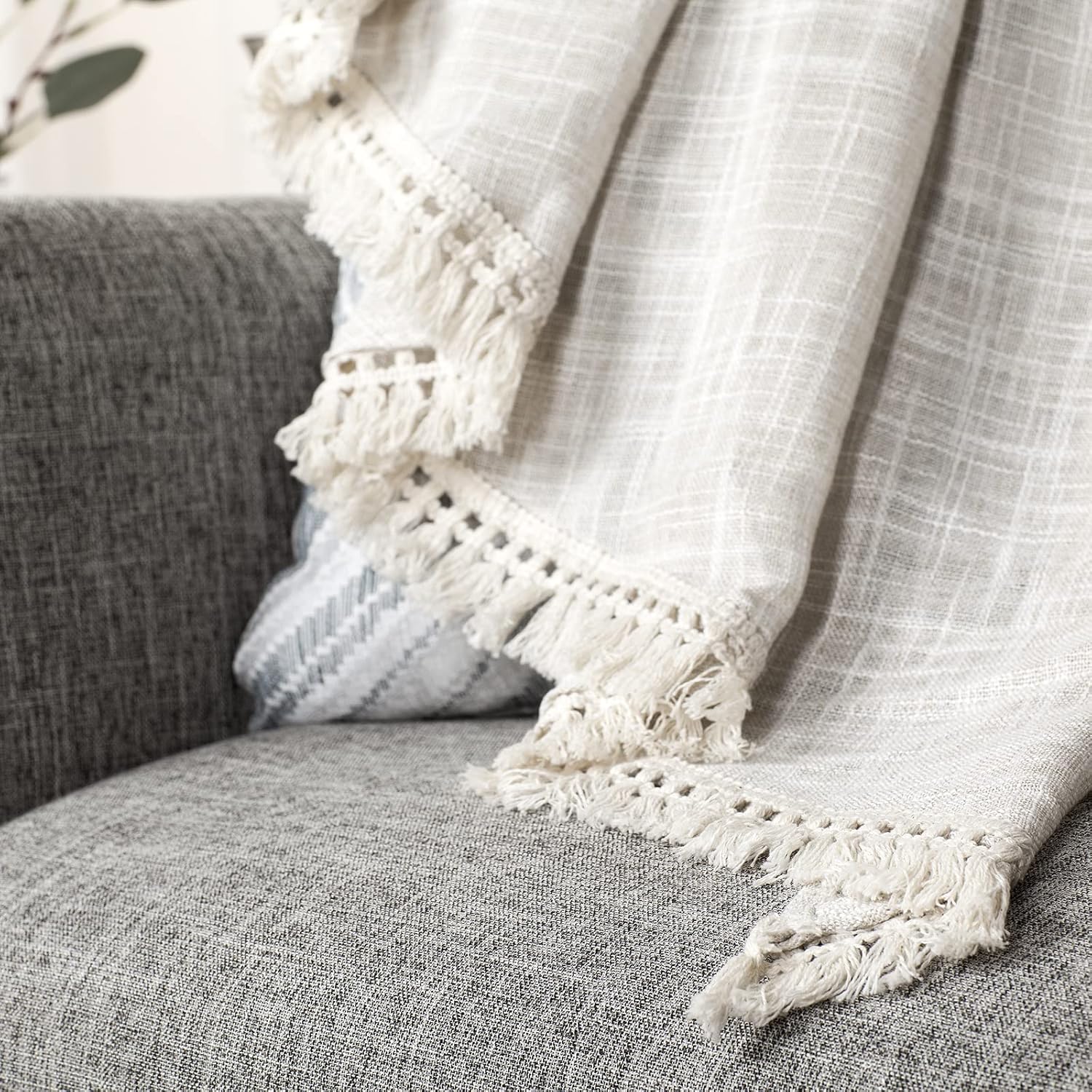 Beda Home Tassel Linen Swag Valance for Farmhouse