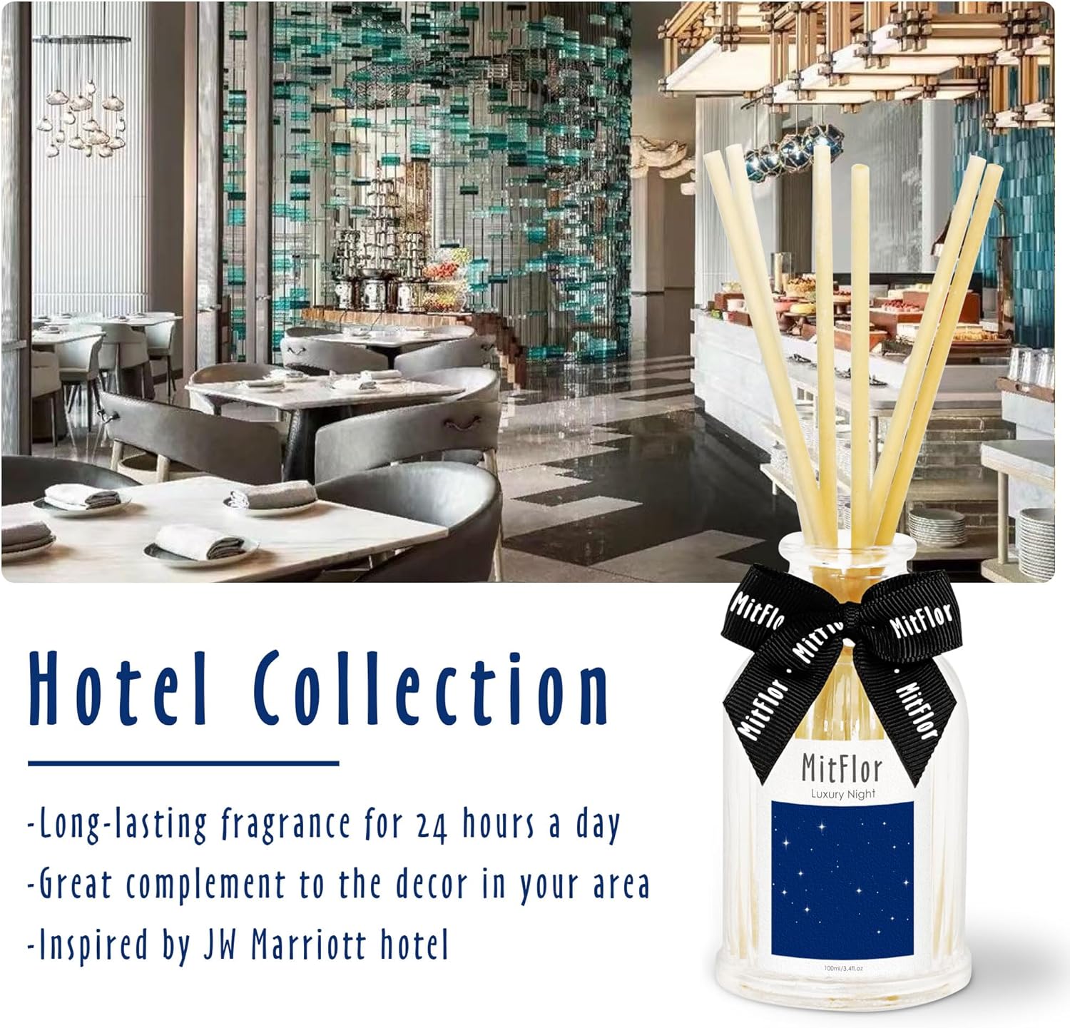 MitFlor Luxury Night Reed Diffuser Set with 6 Sticks