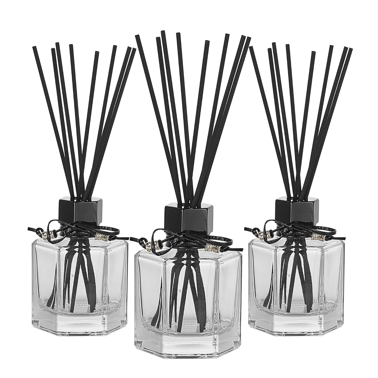 EAST CREEK 3pcs Diffuser Set with 4oz Glass Bottles and Black Sticks