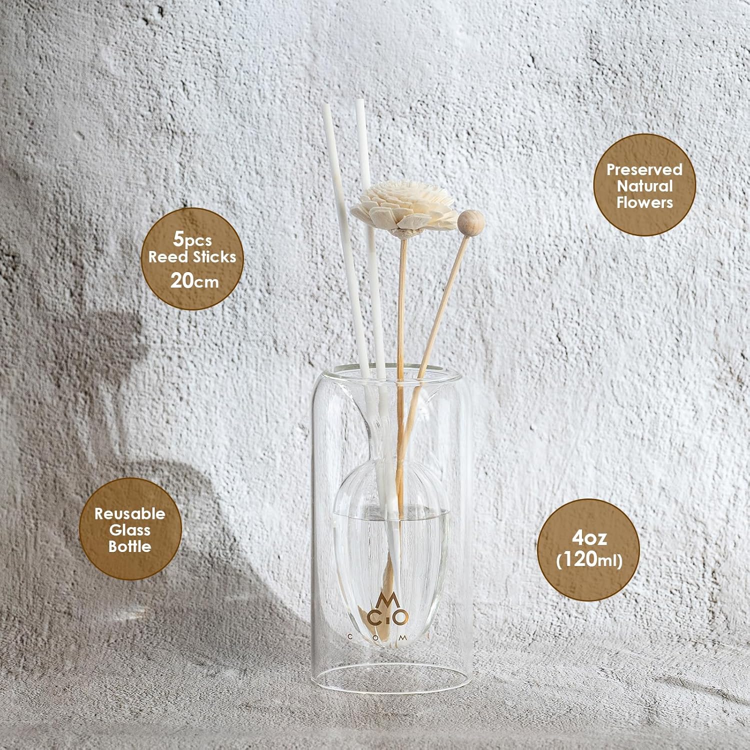COMI Glass Reed Diffuser Set with Night Light