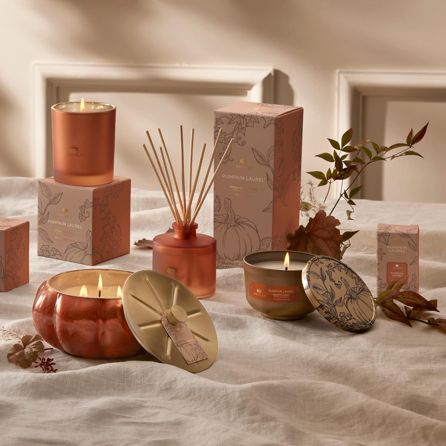 Thymes Petite Oil Reed Diffuser Set - Burnt Orange Fall Fragrance