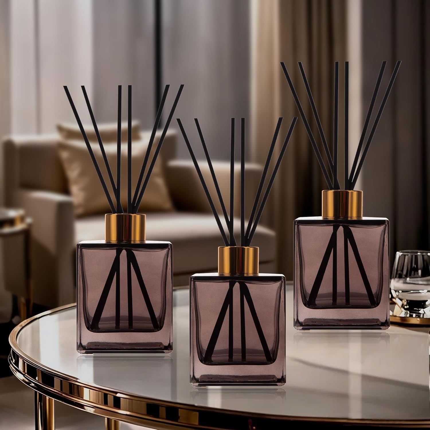 6 Pack Perfume Reed Diffuser Bottle Set with Black Sticks