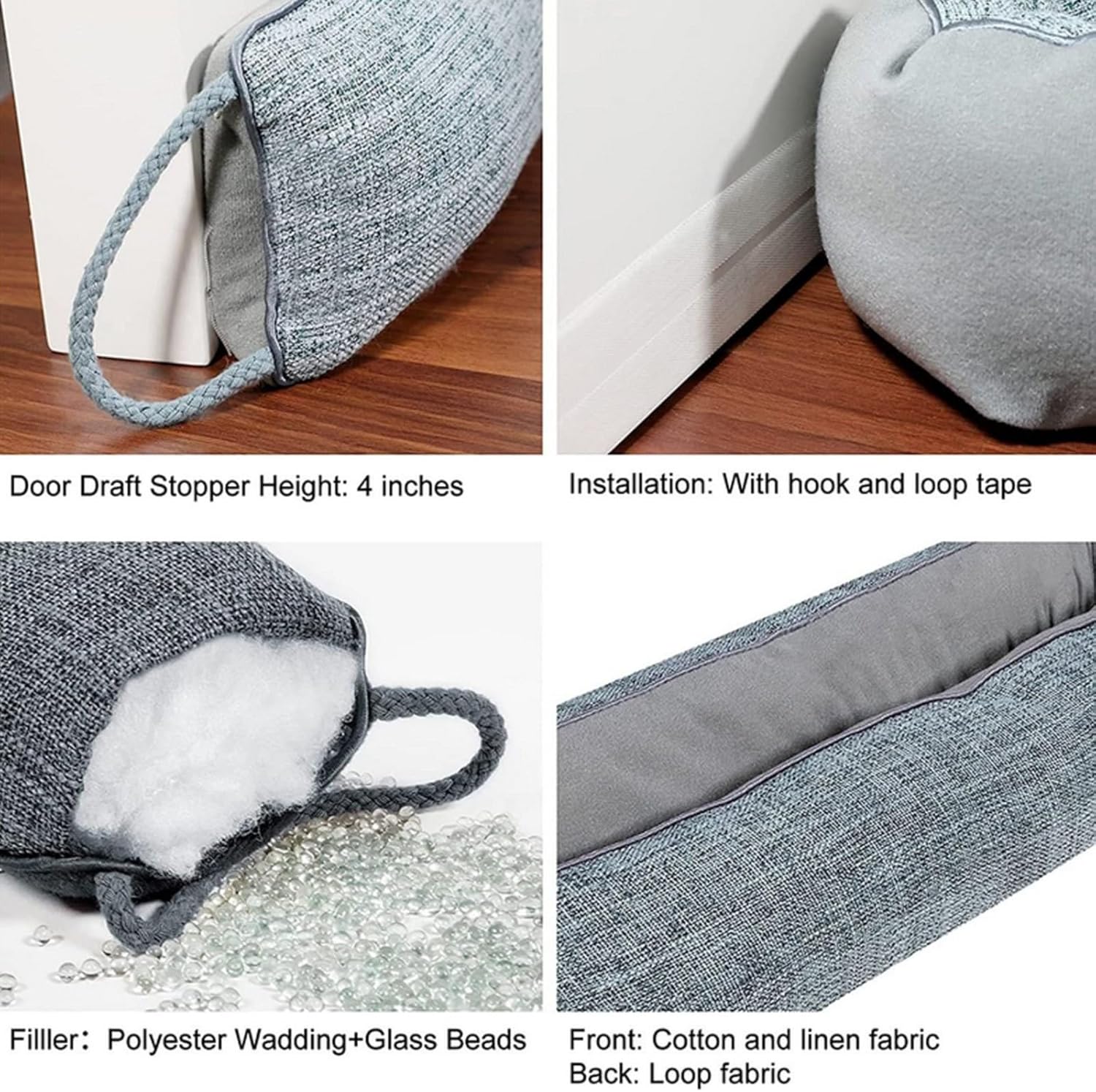 36 Inch Under Door Draft Stopper with Hanging Loops