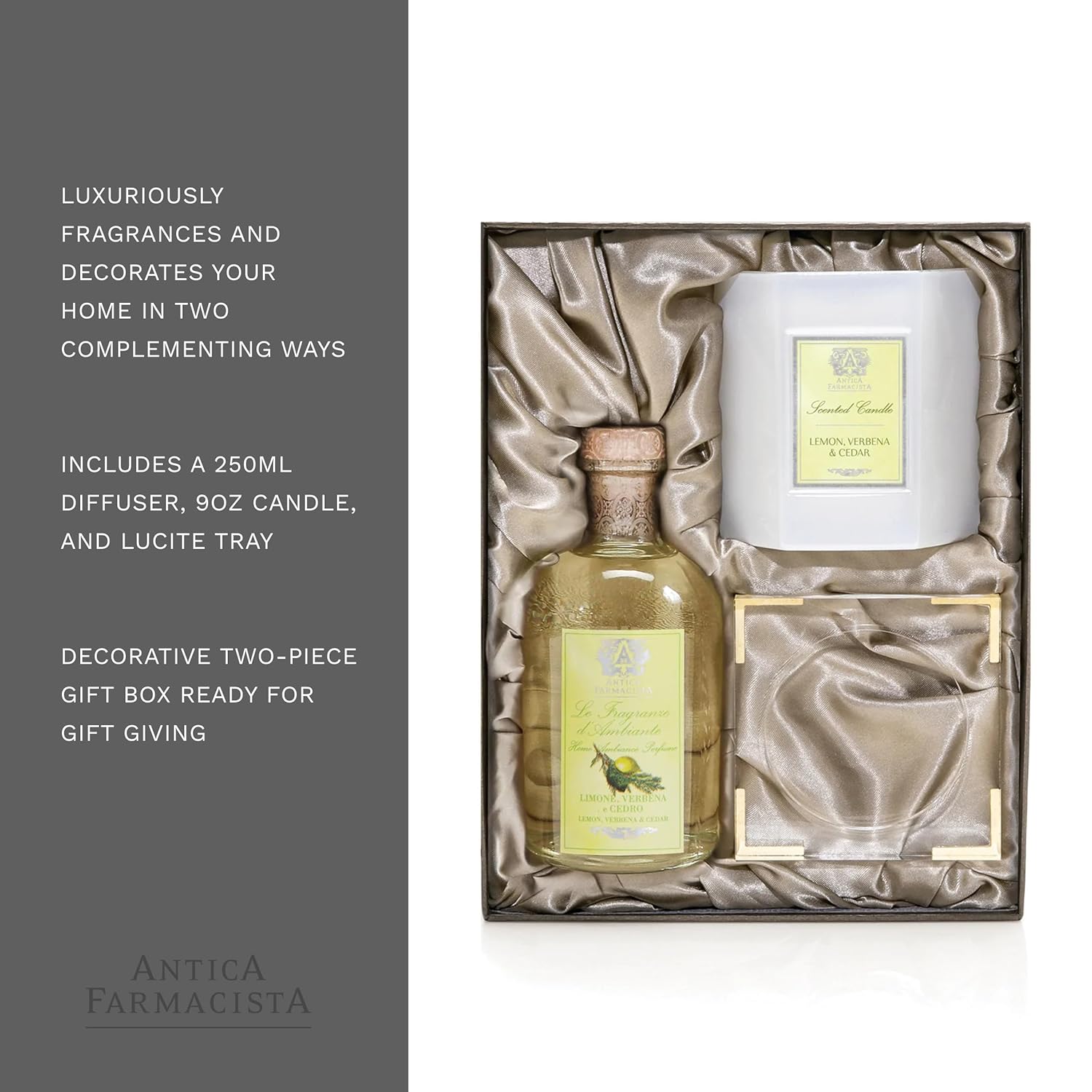 Antica Farmacista Gift Set with Reed Diffuser Candle and Tray