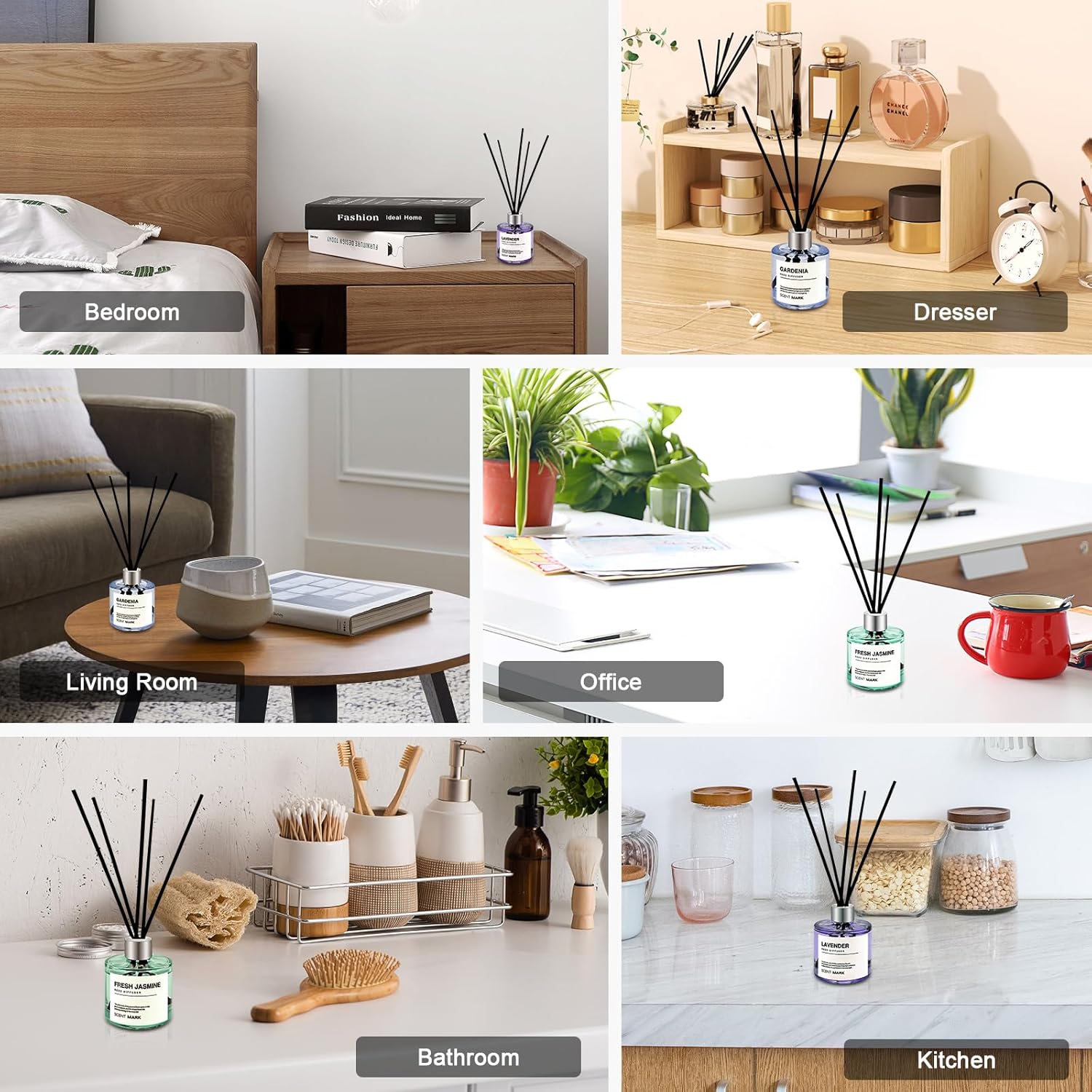 POWSHELF 3 Scent Reed Diffuser Set