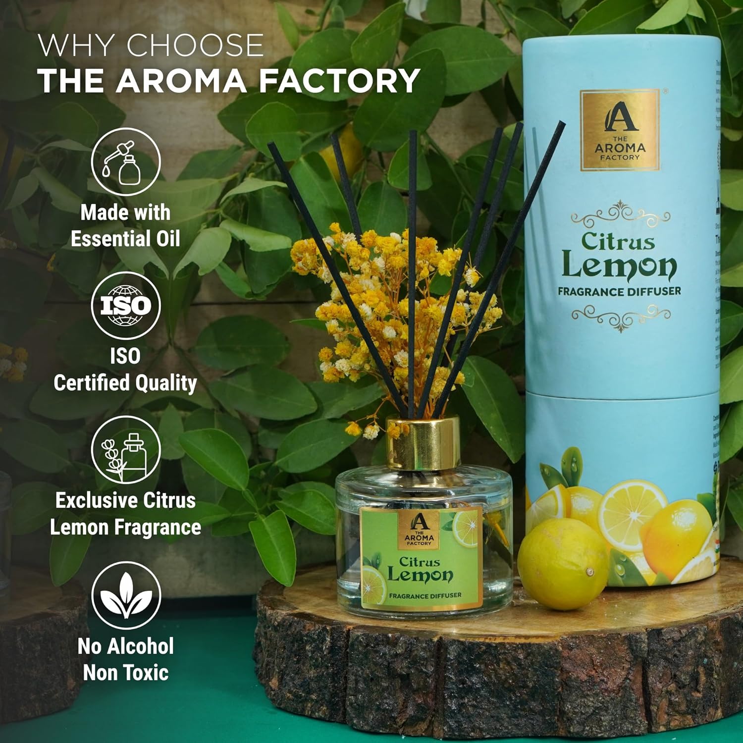 The Aroma Factory Citrus Lemon Reed Diffuser Set