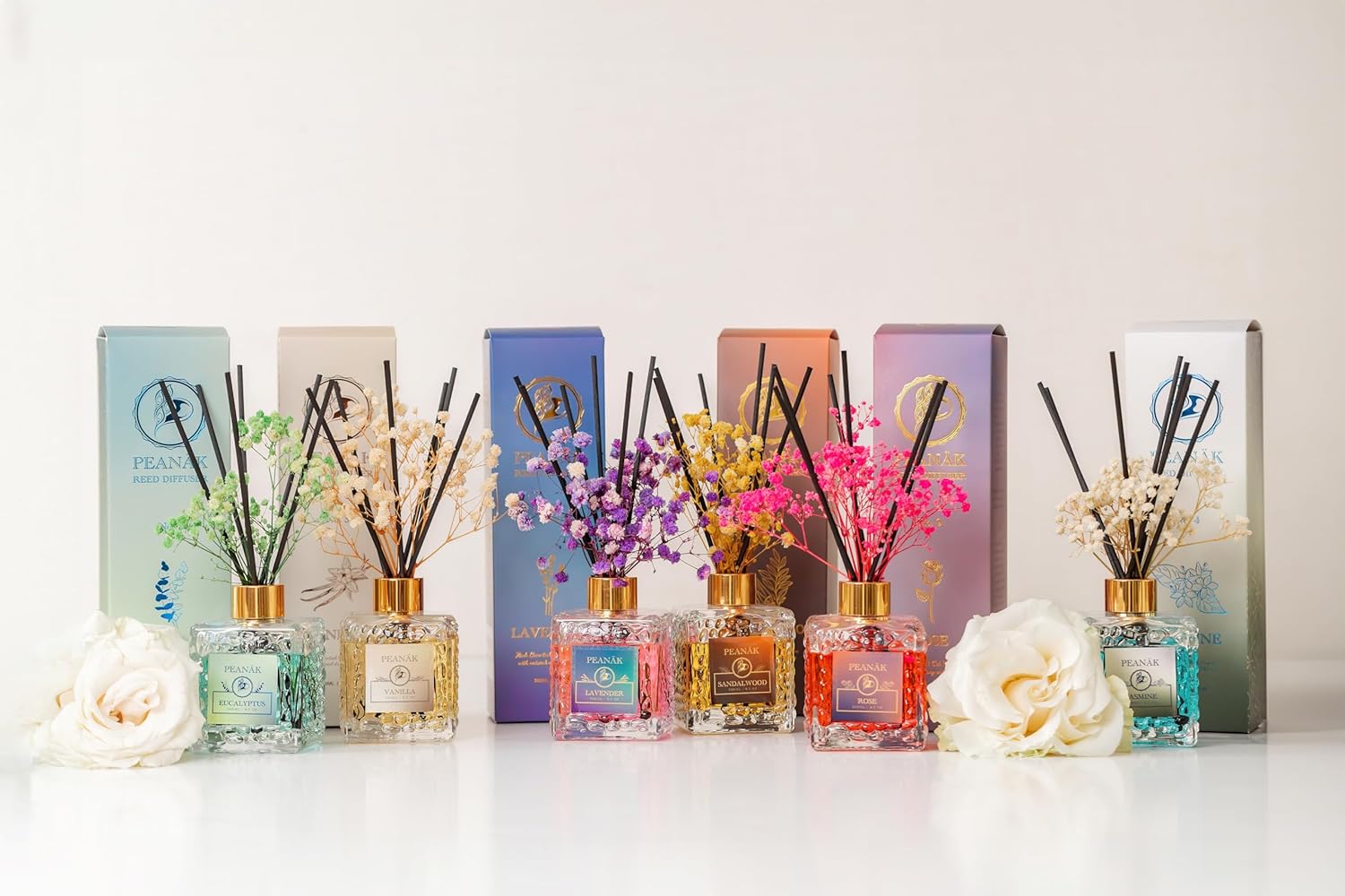 PEANAK Reed Diffuser Set Rose Honey 67oz Set of 2