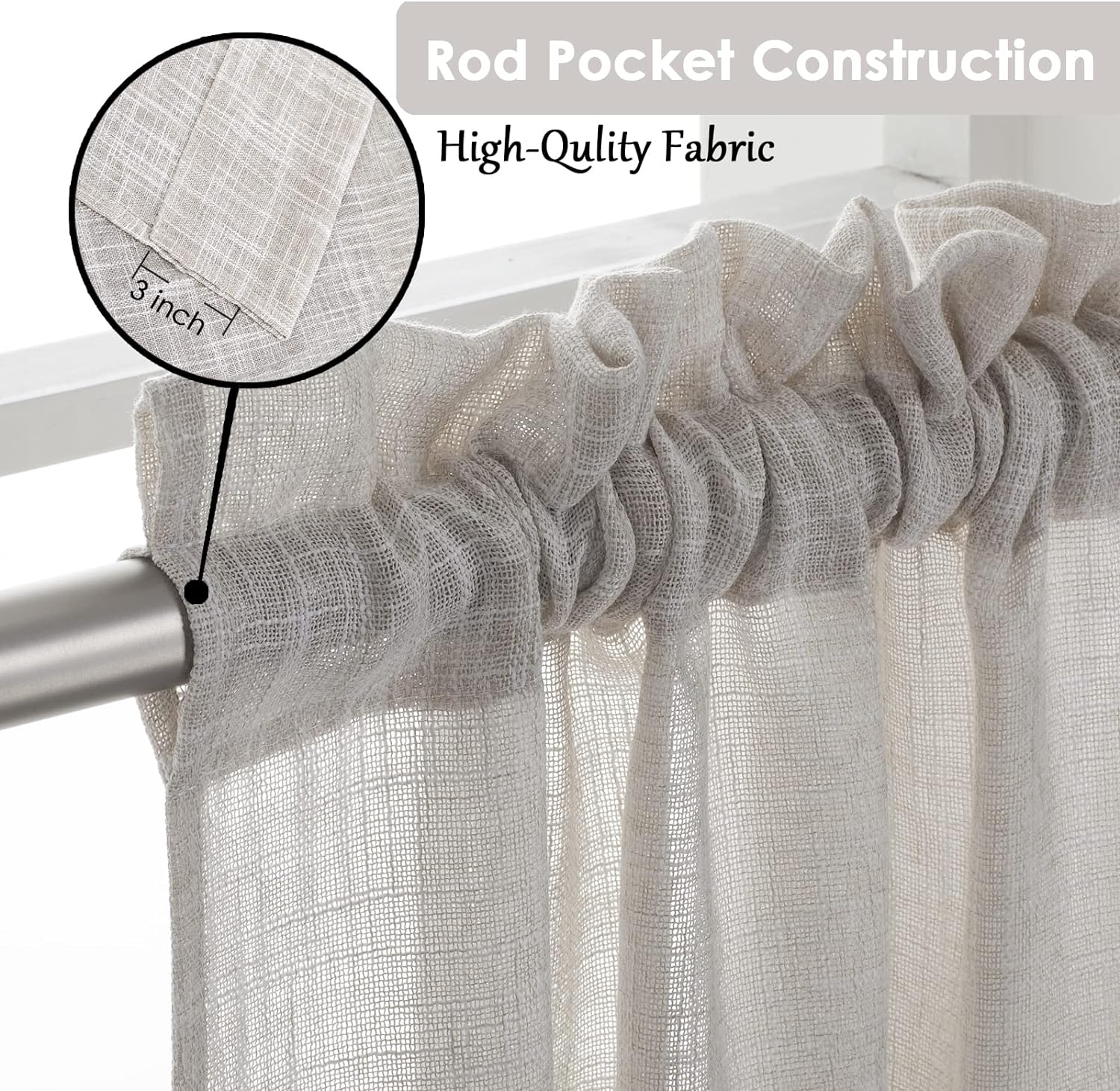 Beda Home Tassel Linen Swag Valance for Farmhouse