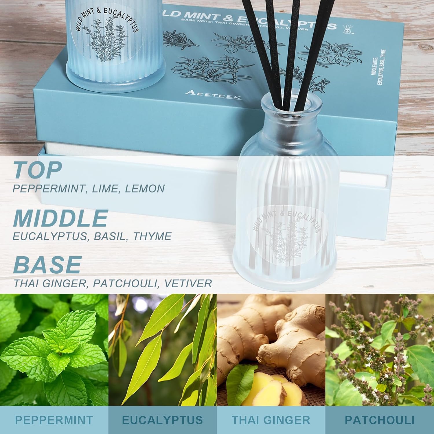 Wild Mint Eucalyptus Reed Diffuser Set 2 Pack
