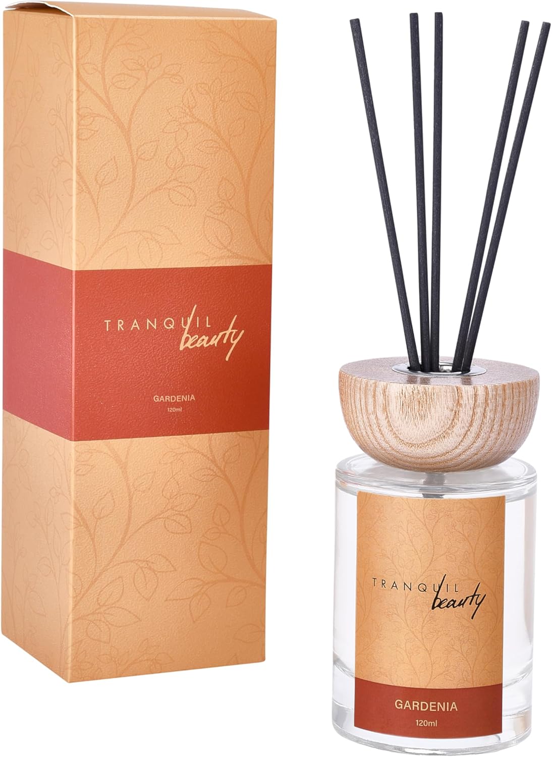 Tranquil Beauty Reed Diffusers Set - Gardenia Scent with Vanilla Amber Wood Bourbon