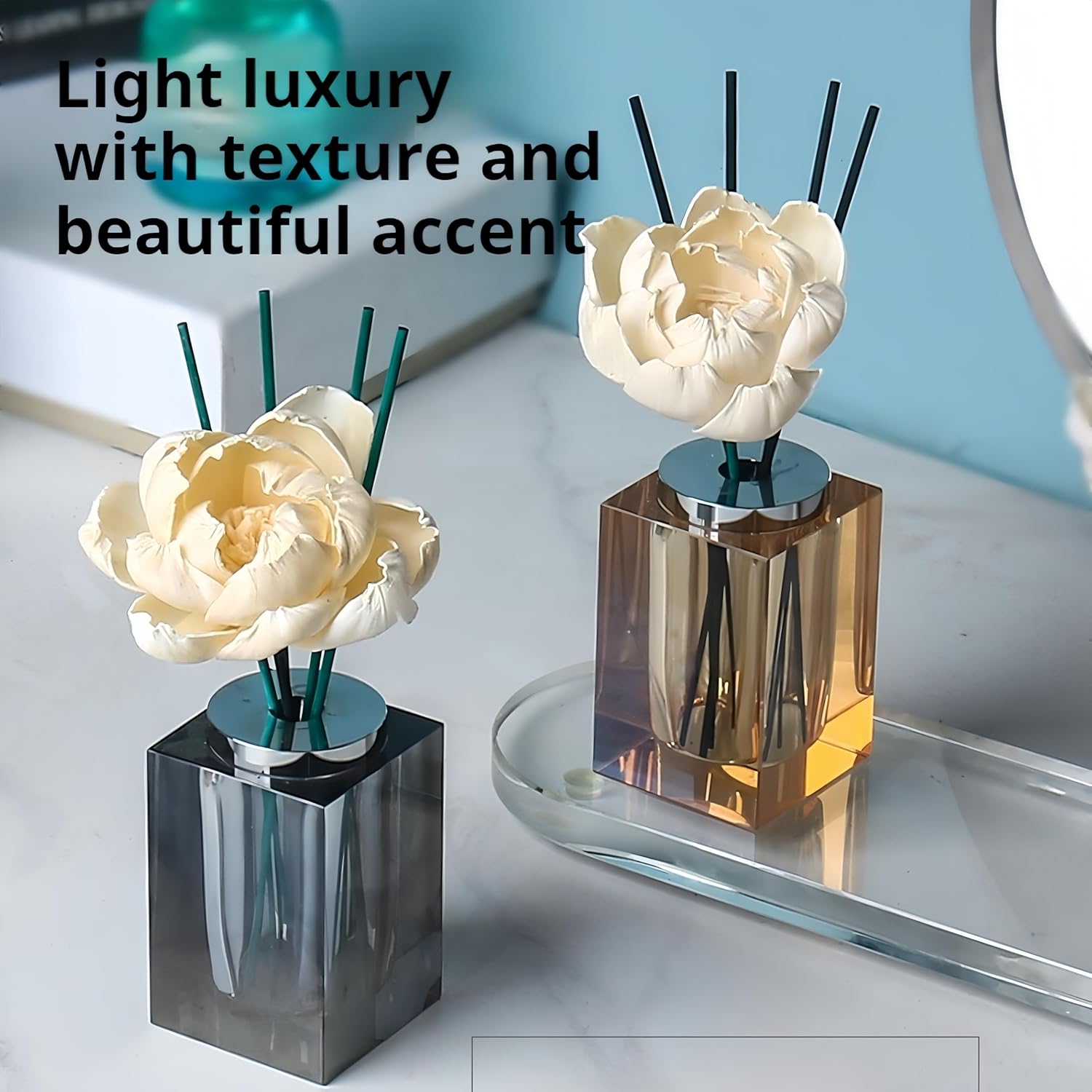 Crystal Glass Aromatherapy Bottles - Empty Refillable Diffuser Vases Gray
